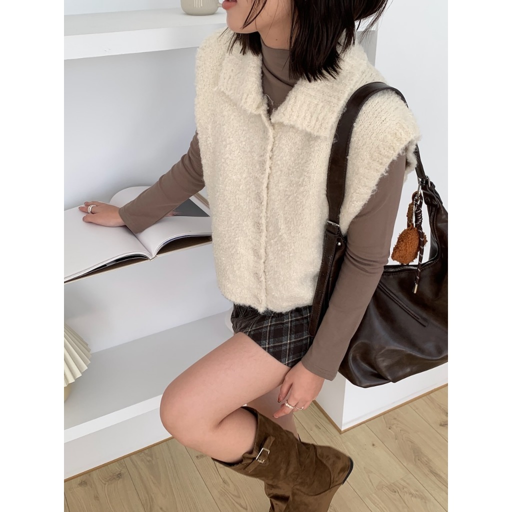 【imfine】時髦上線 開釦QQ毛針織背心 #8497