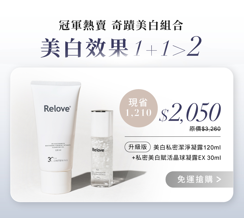 搭配菸鹼醯胺私密潔淨凝露 清潔+保養雙倍美白效果冠軍熱賣組合優惠價$2050