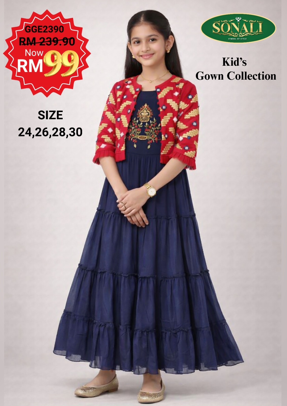 Sonali Premier Quality Kid's Gown / Girl's Dress (Style & Color refer Images)