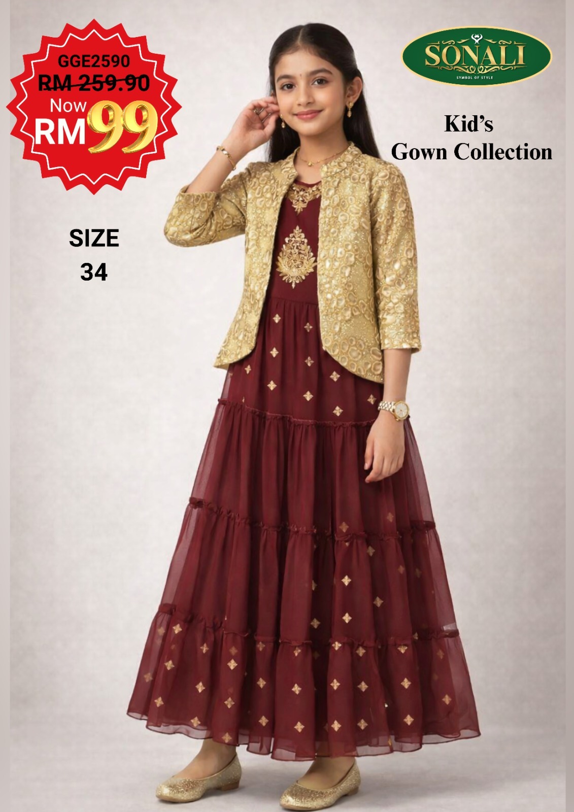 Sonali Premier Quality Kid's Gown / Girl's Dress (Style & Color refer Images)