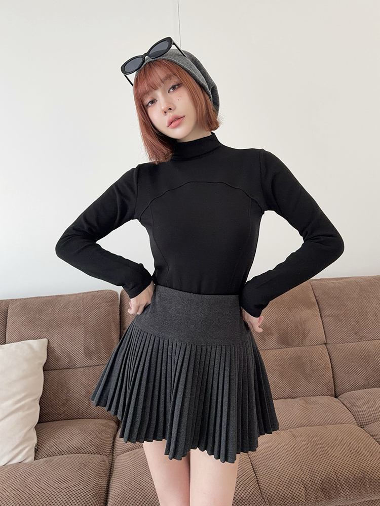 保暖系！小高領羊絨車線打底衣 (5色)