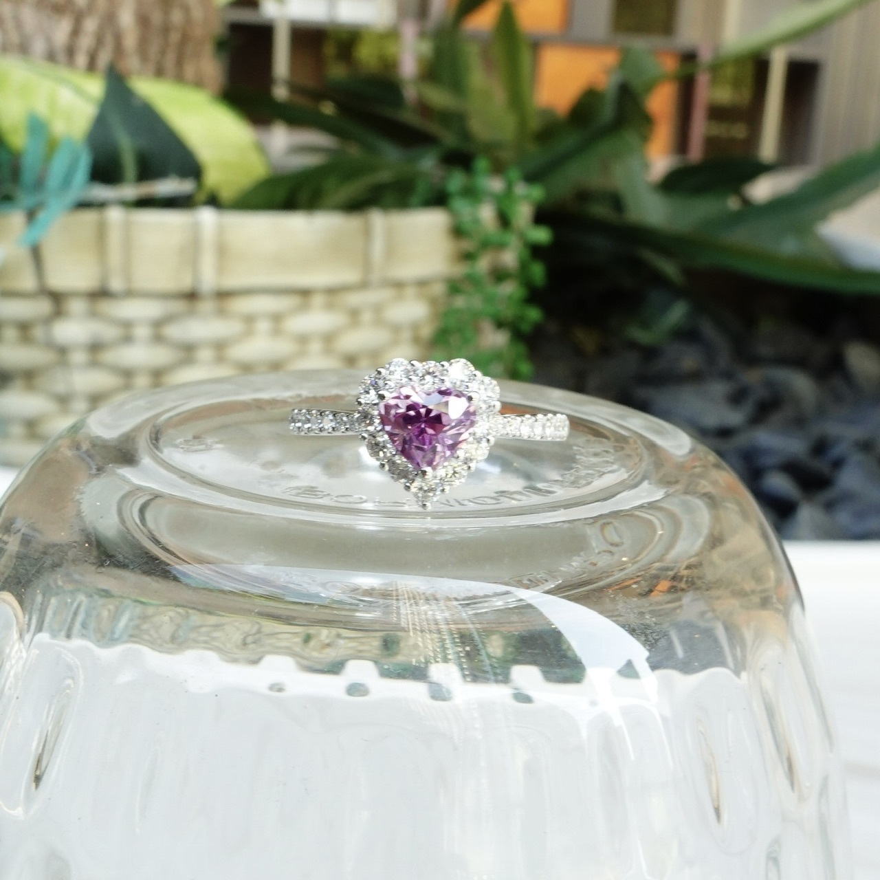 1.15ct心形無燒紫色藍寶石鑽石18K金戒指 - 薰衣草紫 (帶證書)