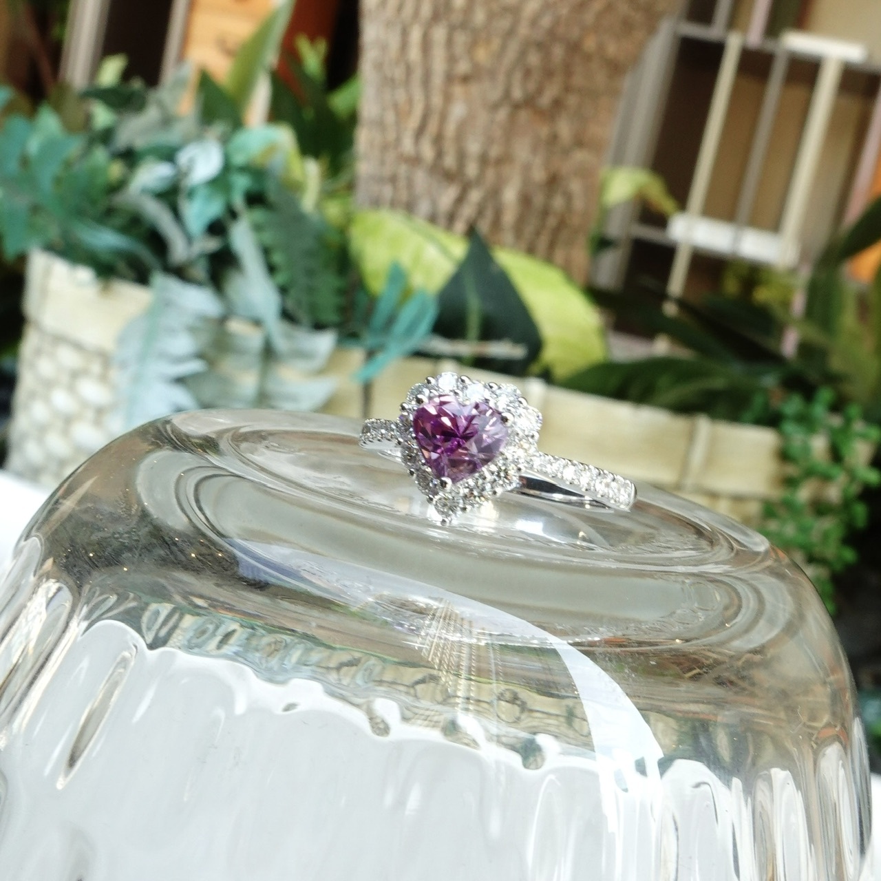 1.15ct心形無燒紫色藍寶石鑽石18K金戒指 - 薰衣草紫 (帶證書)