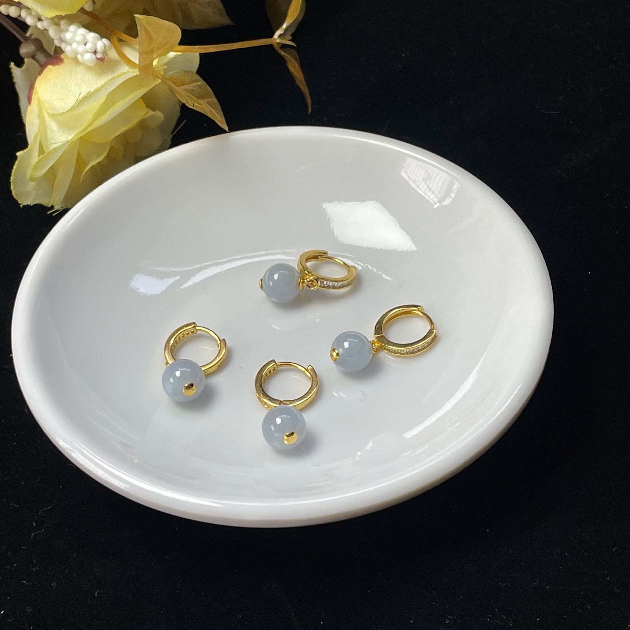 【直播】LL010414 翡翠紫圓珠耳環