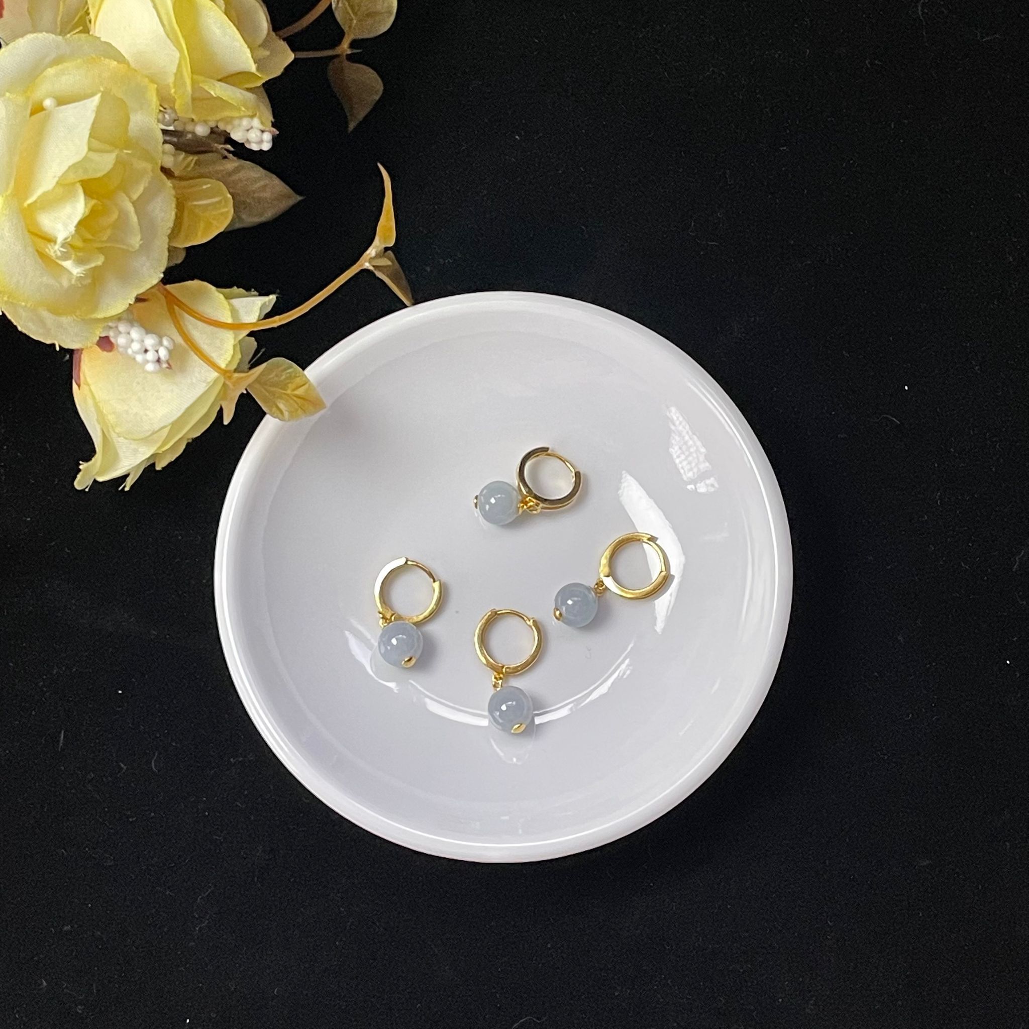 【直播】LL010414 翡翠紫圓珠耳環