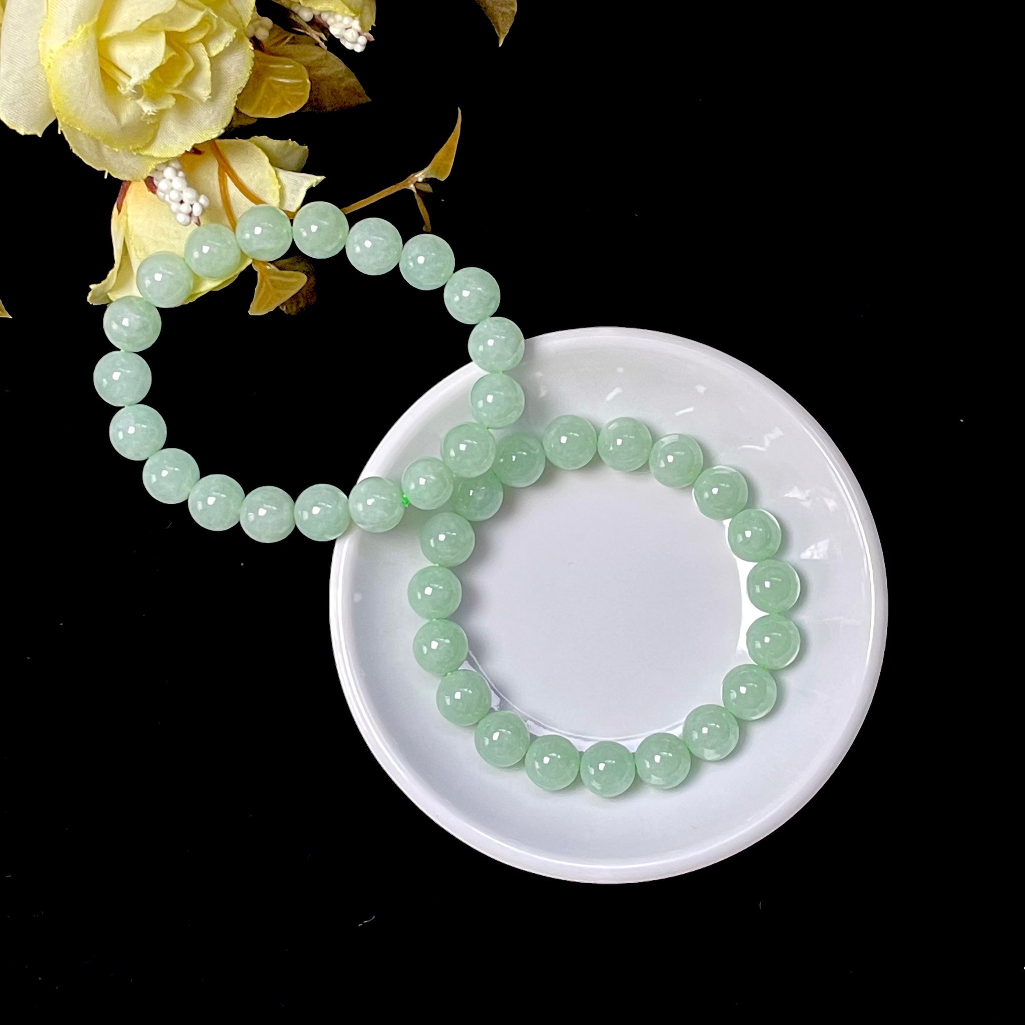 【直播】LL010456翡翠冰綠園珠手串9mm (BR245)