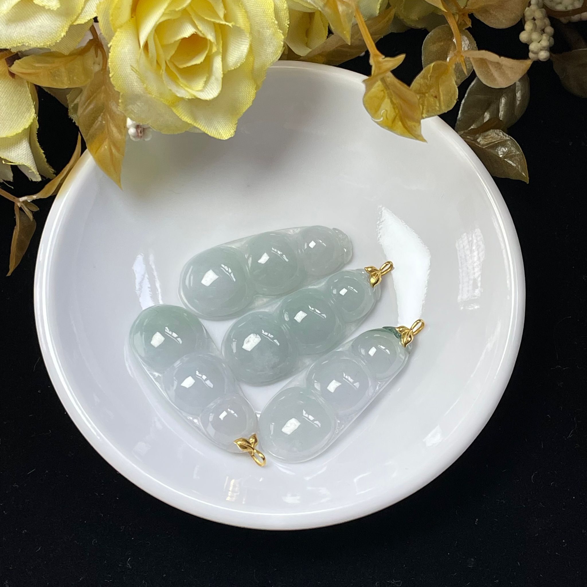 【直播】LL010457冰晴底翡翠福豆18K吊墜  (BR148)