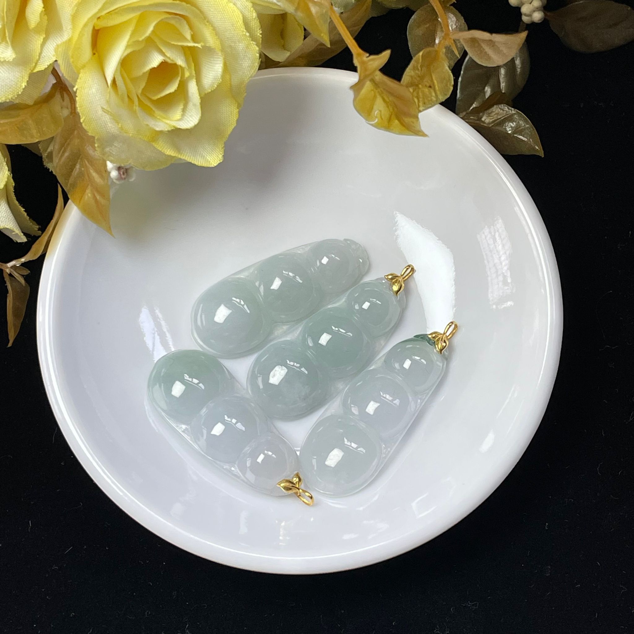 【直播】LL010457冰晴底翡翠福豆18K吊墜  (BR148)