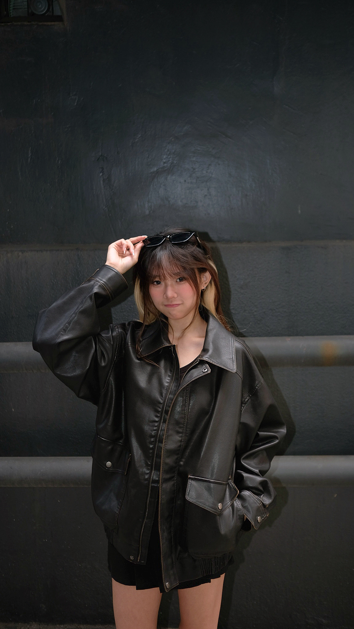 JK0035 復古黑皮外套