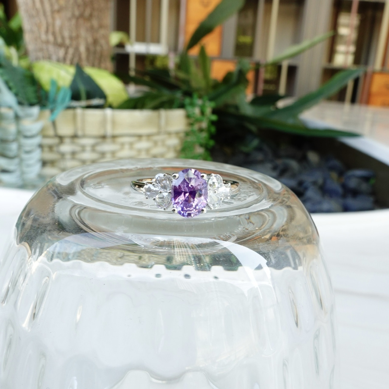 1.55ct無燒紫色藍寶石鑽石18K金戒指 - 薰衣草紫 (帶證書)