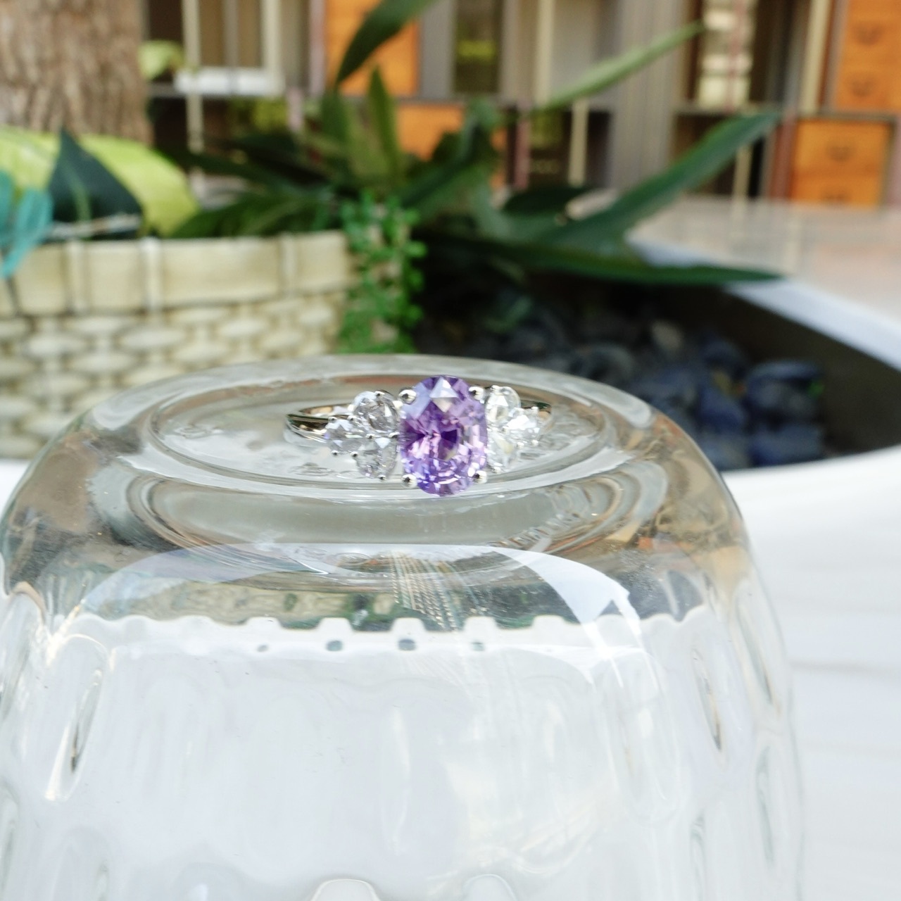 1.55ct無燒紫色藍寶石鑽石18K金戒指 - 薰衣草紫 (帶證書)