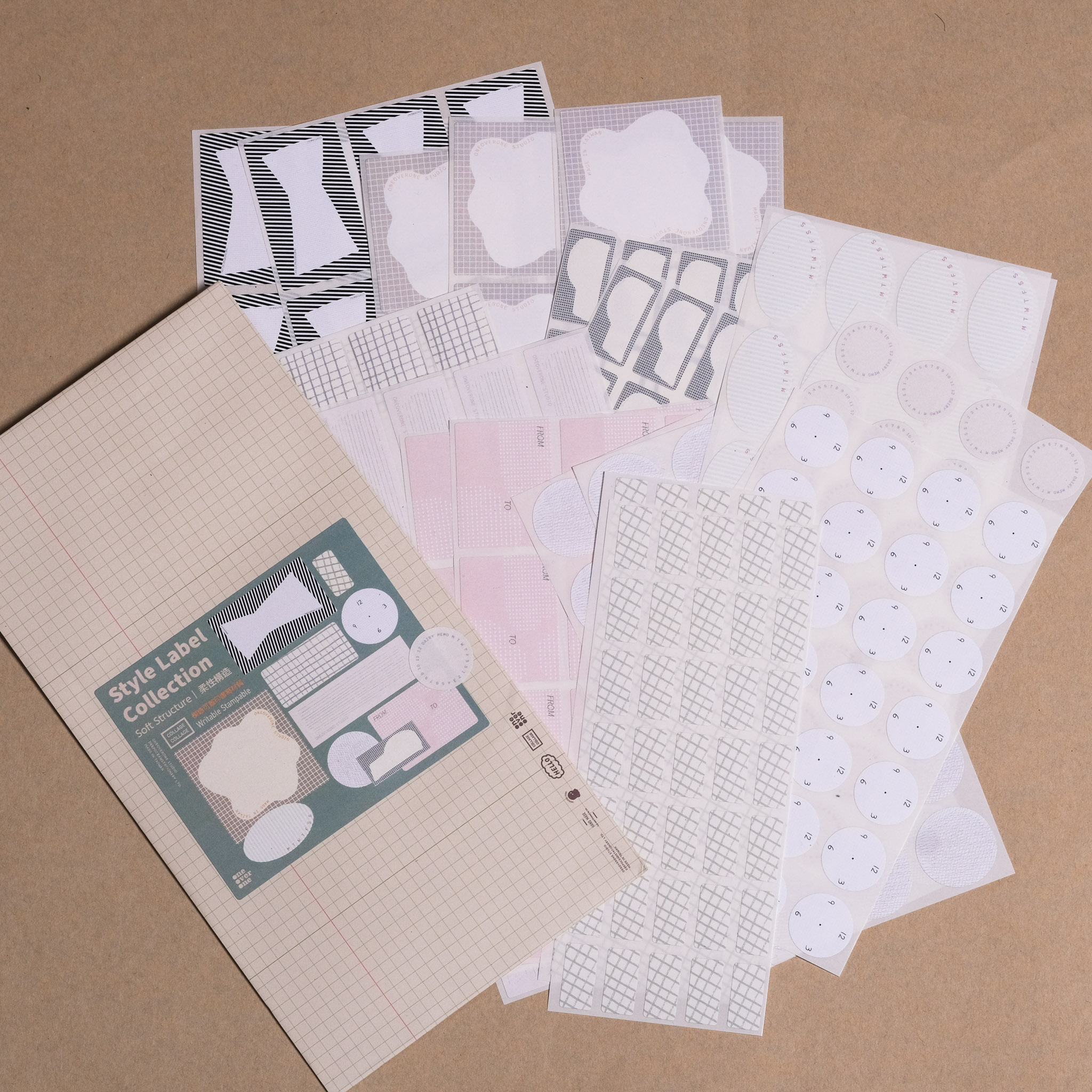 貼紙綜合包 造型風格 模造貼 02 Soft Structure 柔性構造｜一分之一工作室 臺灣