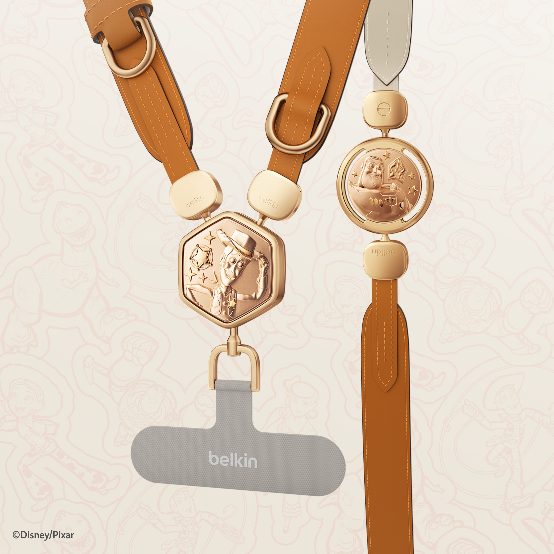 2合1 皮革手機掛繩配 3D 片 (反斗奇兵, 迪士尼系列)