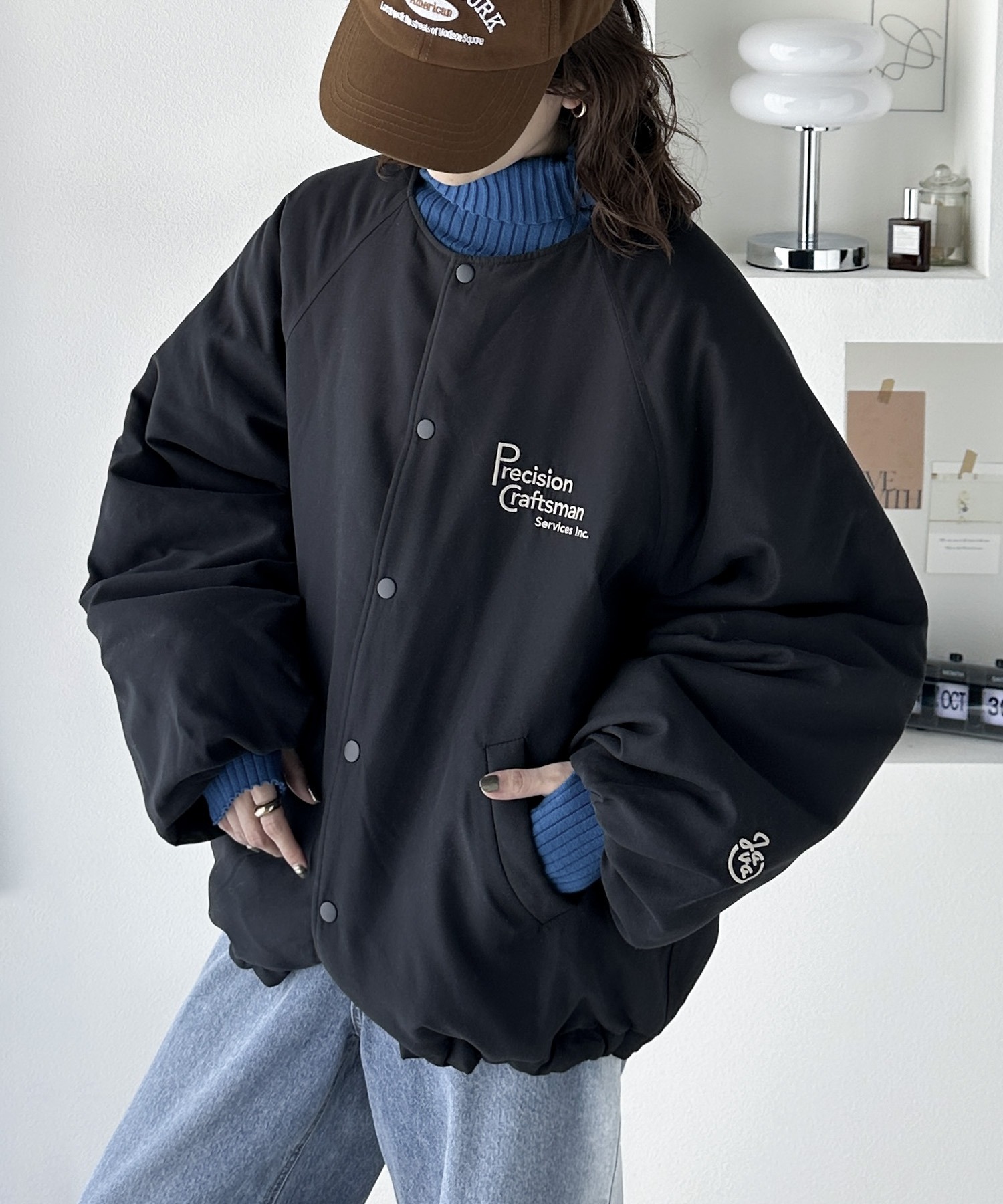 <下殺5折🔥>日本 Java 無領 小標 寬鬆 夾克 外套 黑色