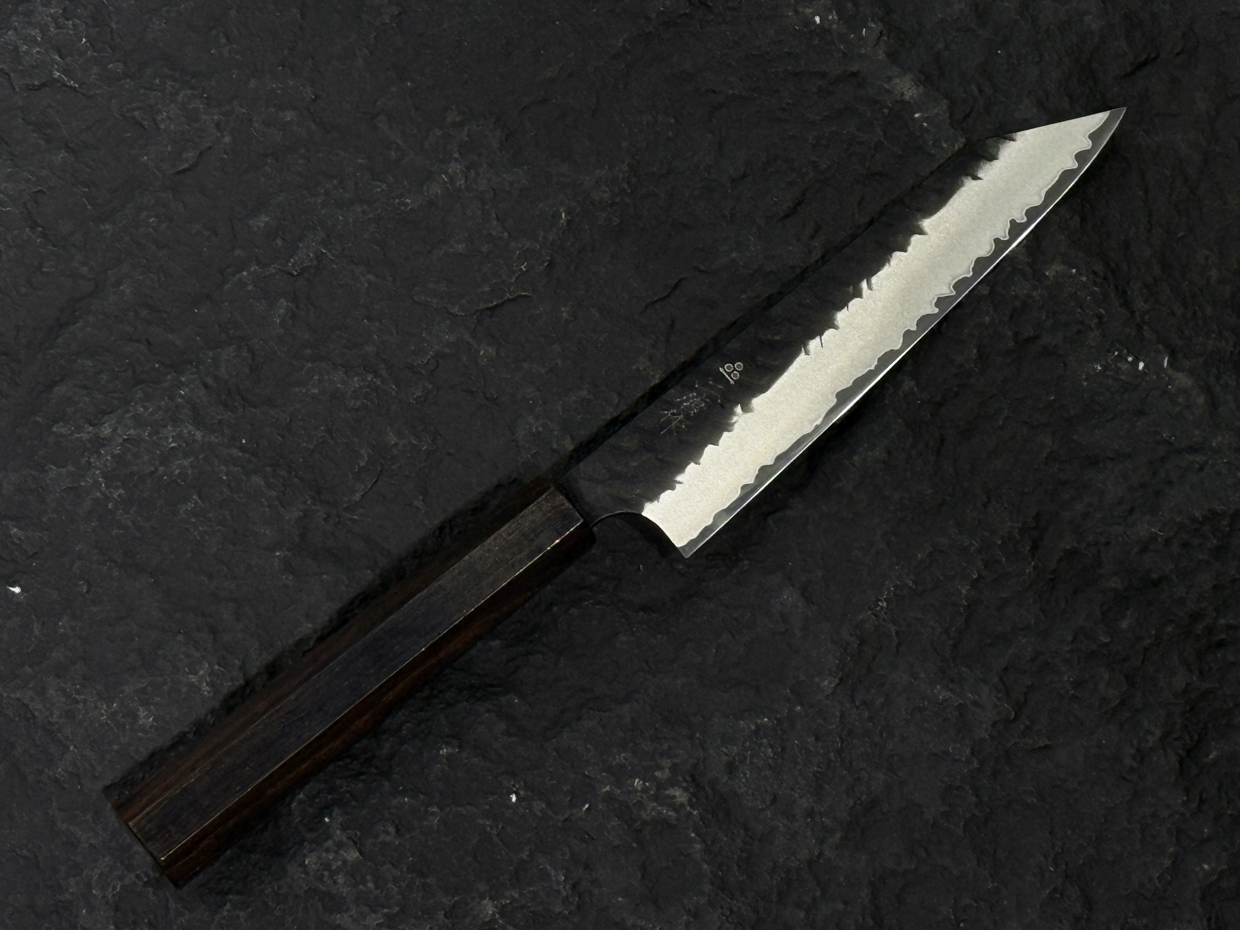 二唐刃物 SG2 粉末鋼 黑打 槌目 切付小刀 黑檀柄