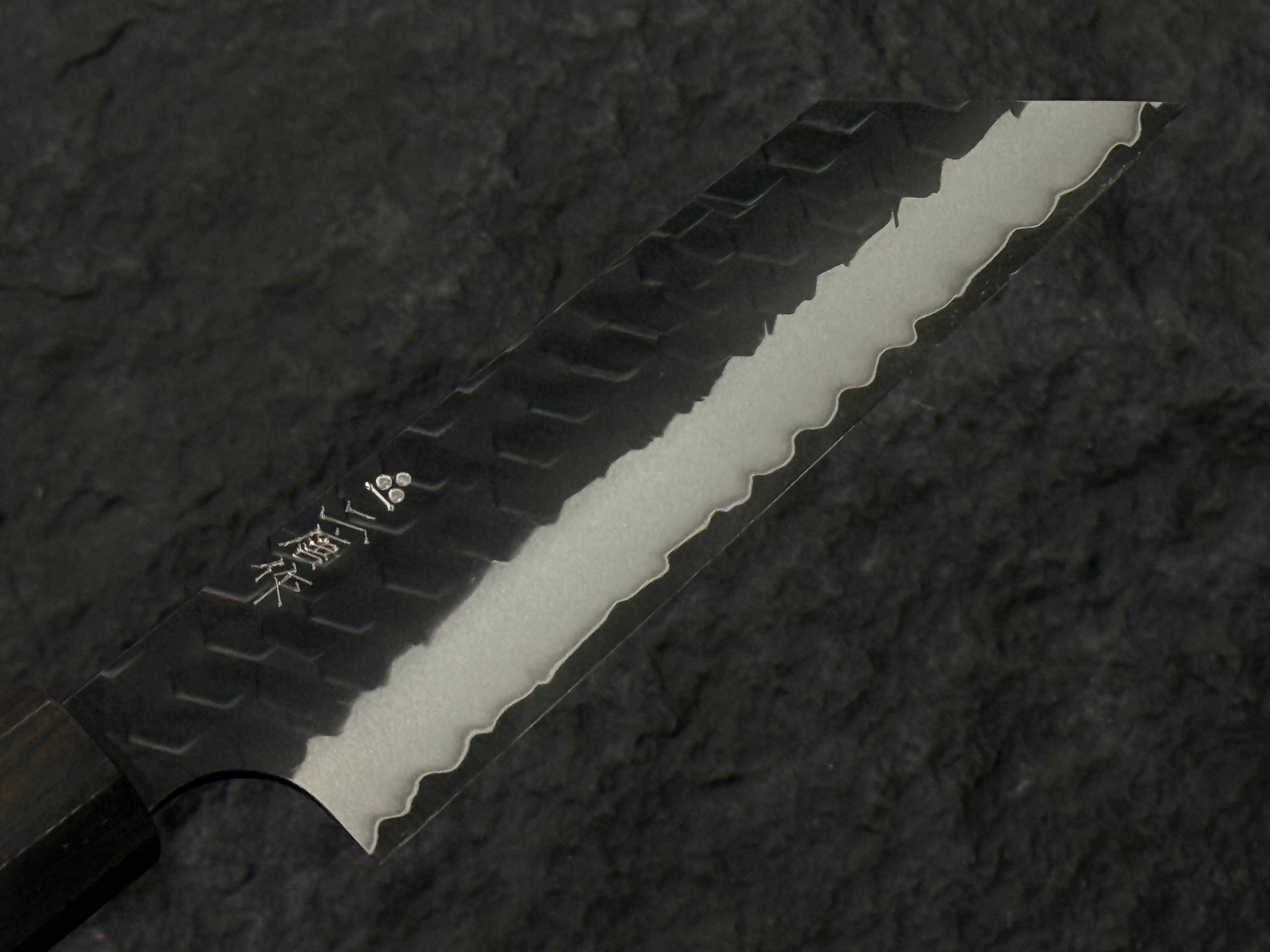 二唐刃物 SG2 粉末鋼 黑打 槌目 削皮刀 黑檀柄