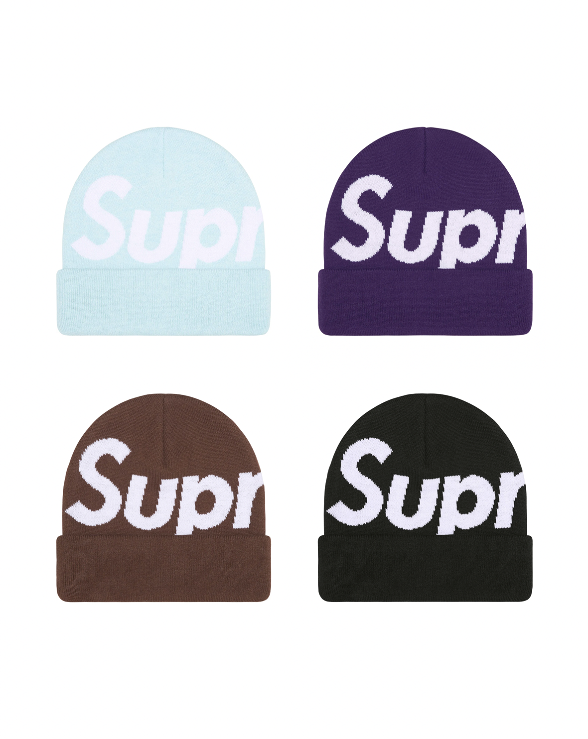 [現貨] Supreme FW25 Big Logo Beanie | (Black / Brown / Purple / Light Blue)