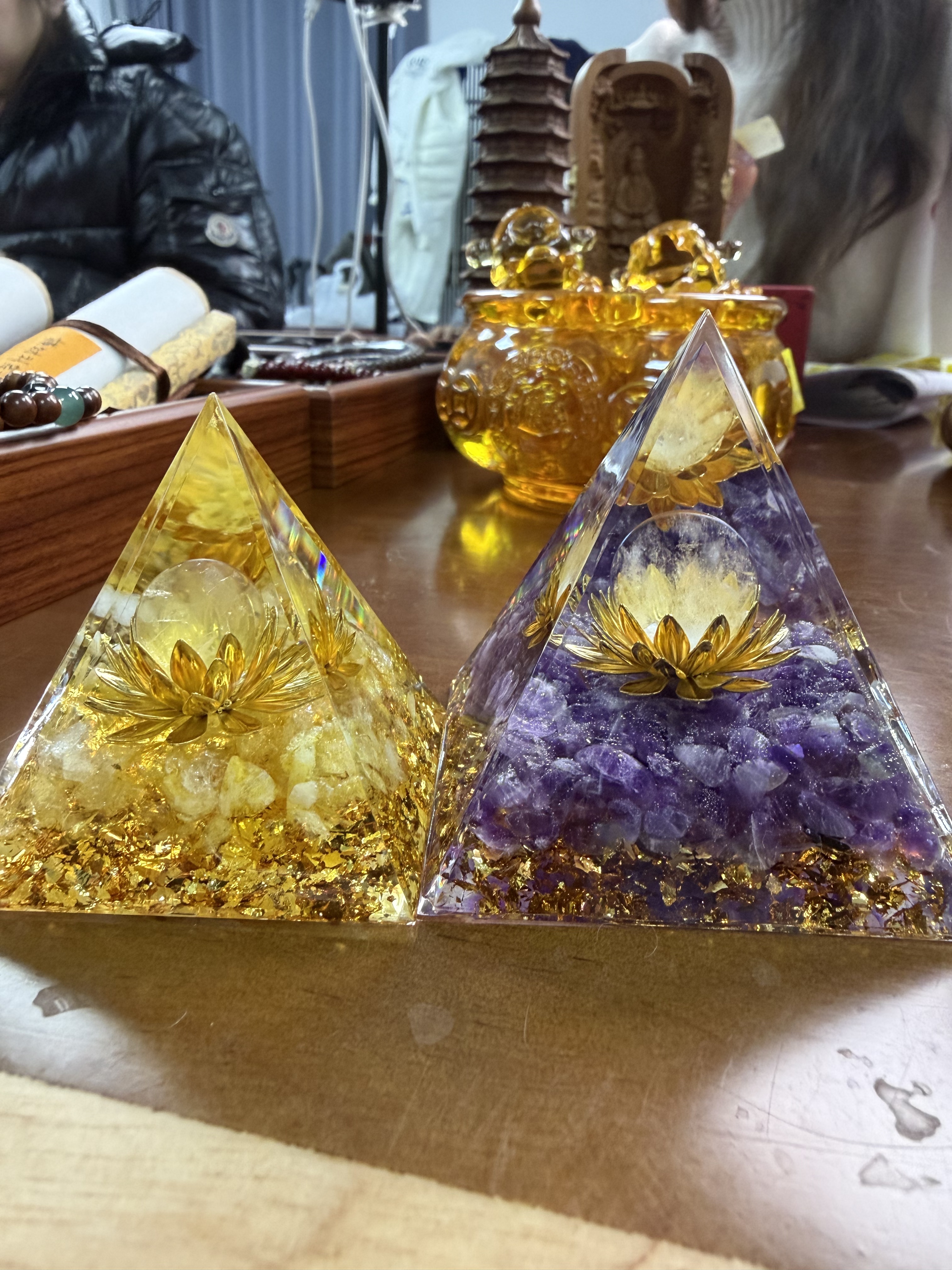 0105LH91-龍虎山DM-紫水晶+黃水晶擺飾1對（A91）