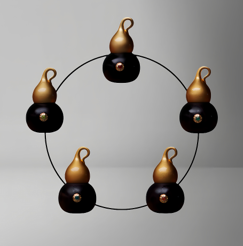 0105LH130-龍虎山DM-玉化銅頭開口五行葫蘆（A130）