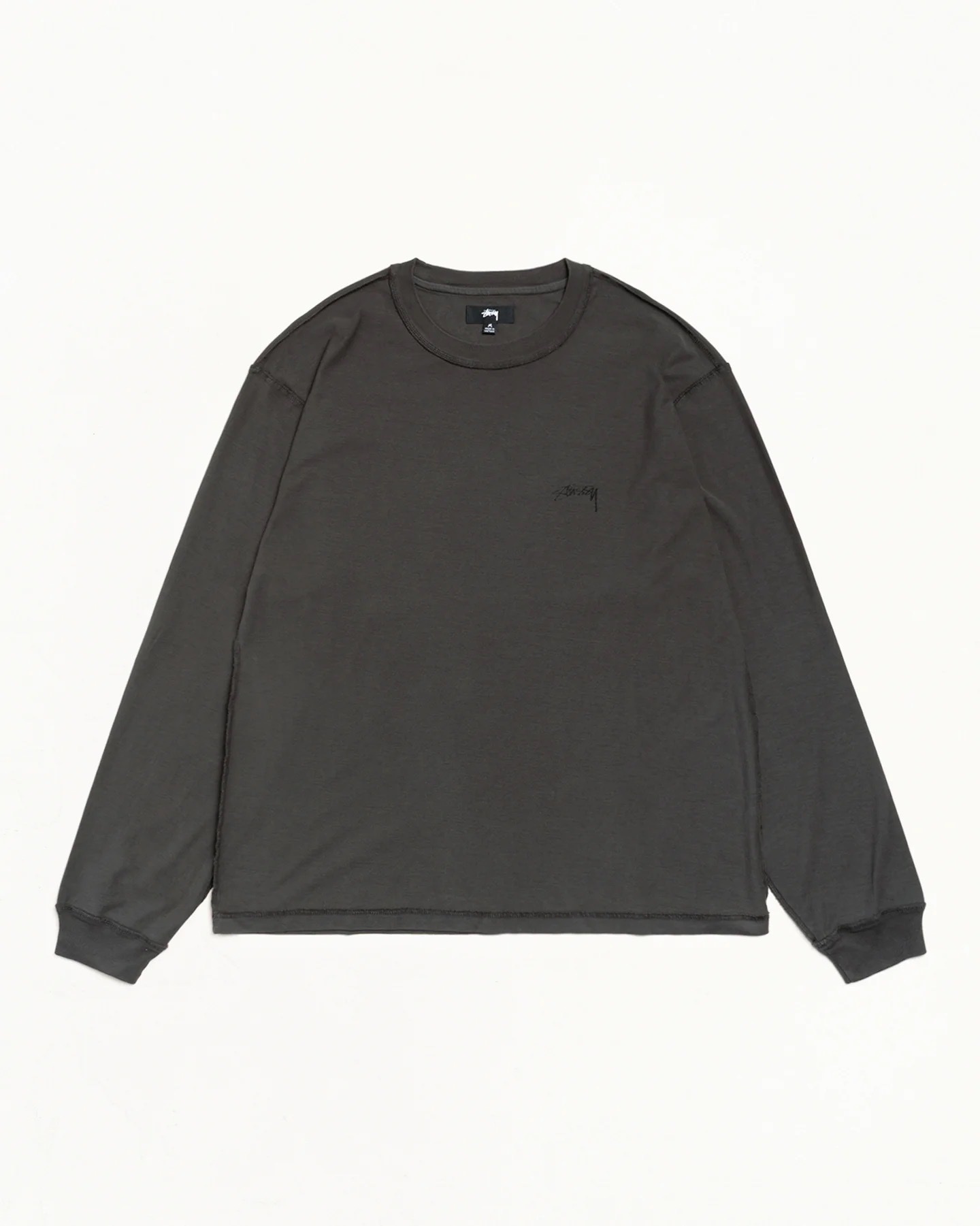 STUSSY LAZY LS TEE 復古黑 反車縫線 薄長Tee