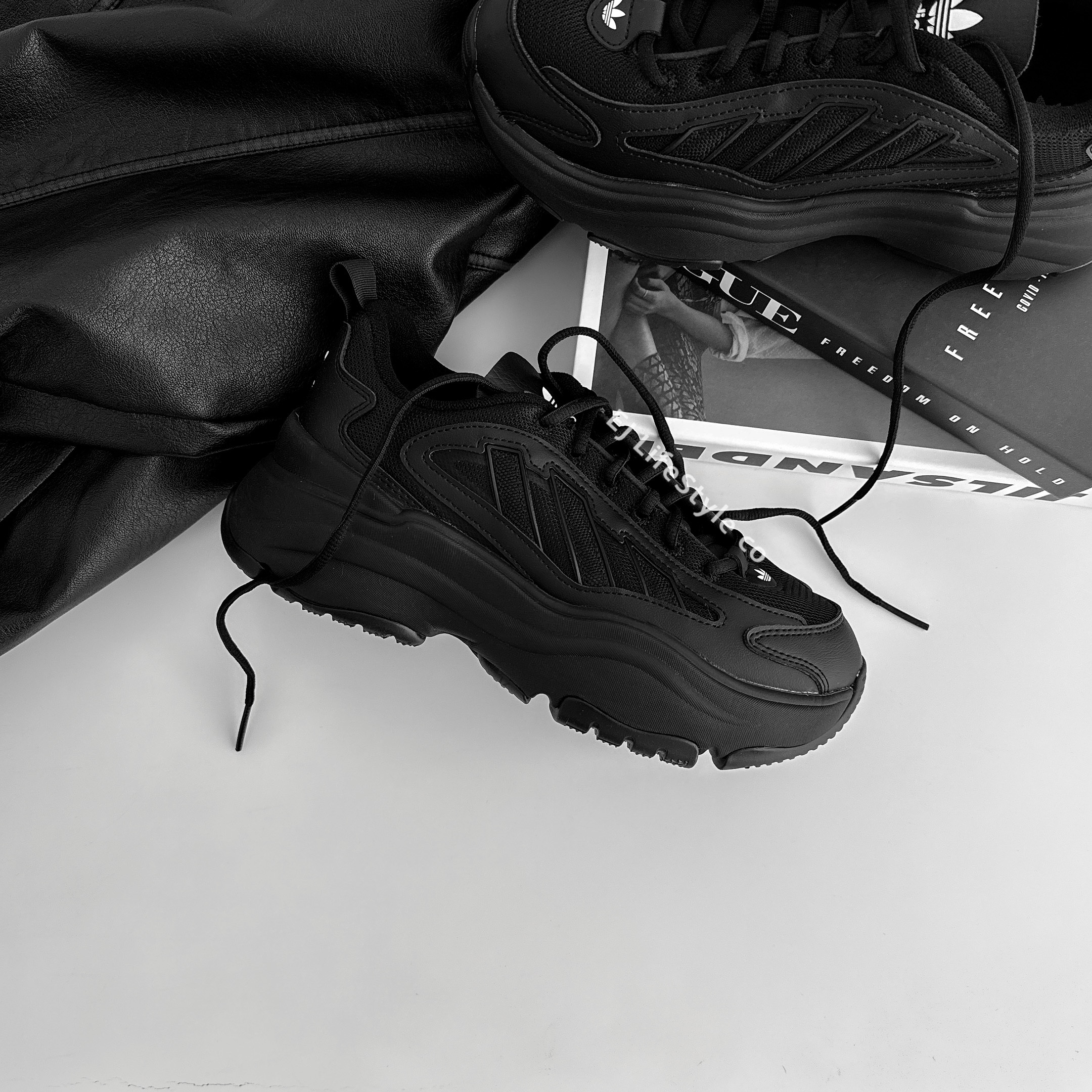 ADIDAS ORIGINALS OZGAIA 全黑 黑武士 厚底 增高 女鞋 IG6045 / 現+預