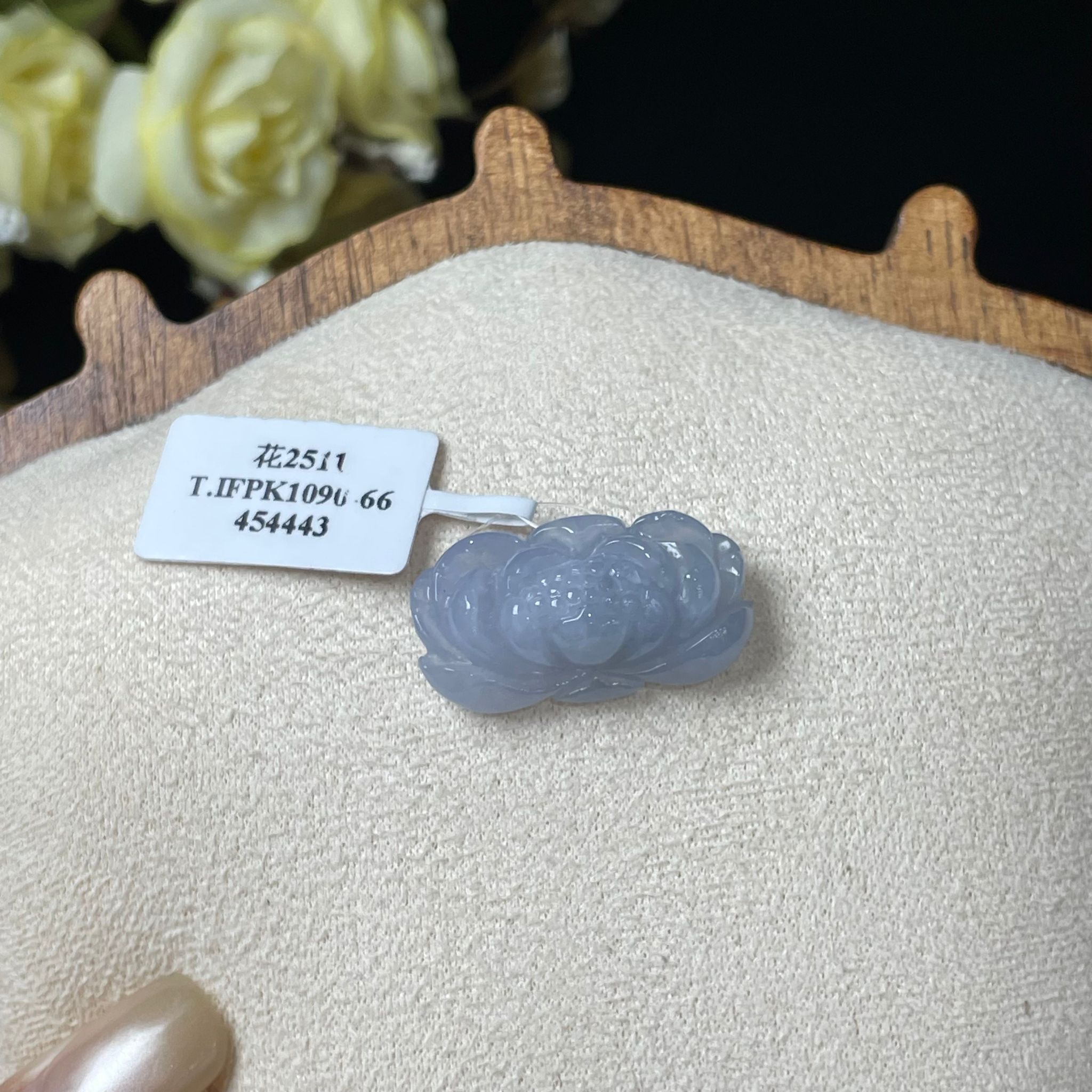 【直播】LL010519 翡翠冰藍蓮花18k吊墜 (S5)