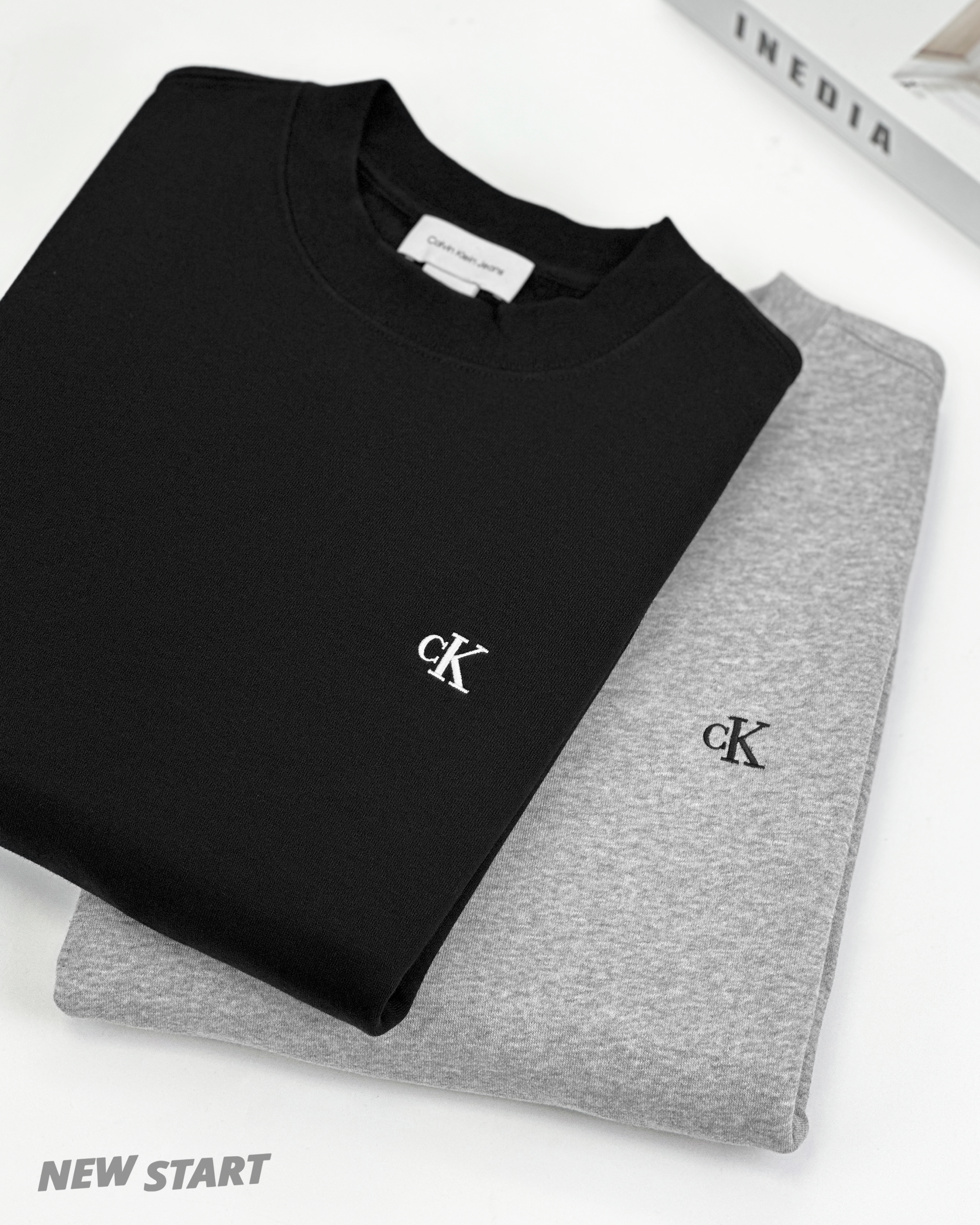 Calvin Klein CK 電繡小字母 大學T 長袖上衣