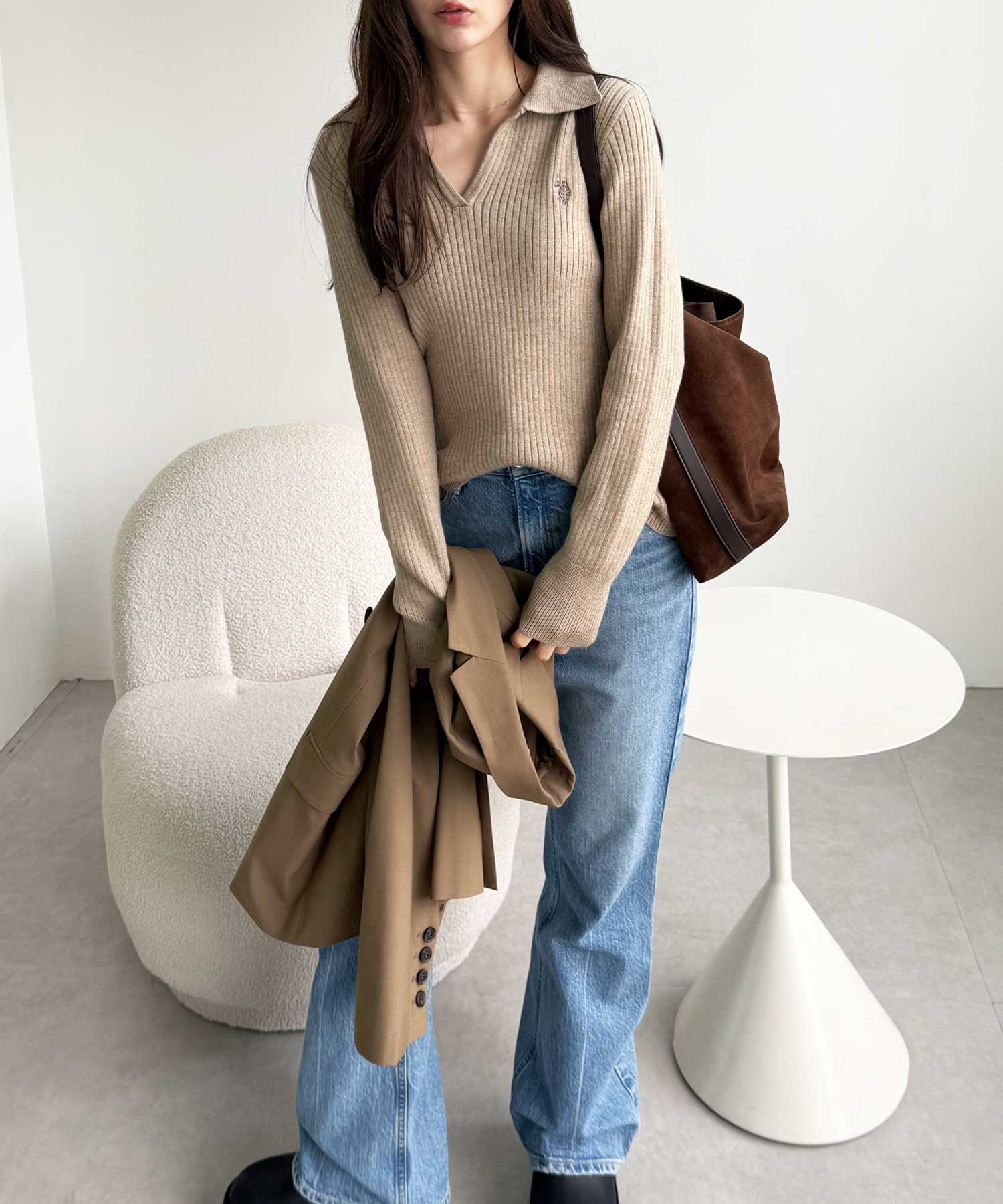 🇯🇵 GeeRA X U.S. POLO ASSN. 翻領 V領 針織衫 針織衣 長袖 羅紋 / 預購