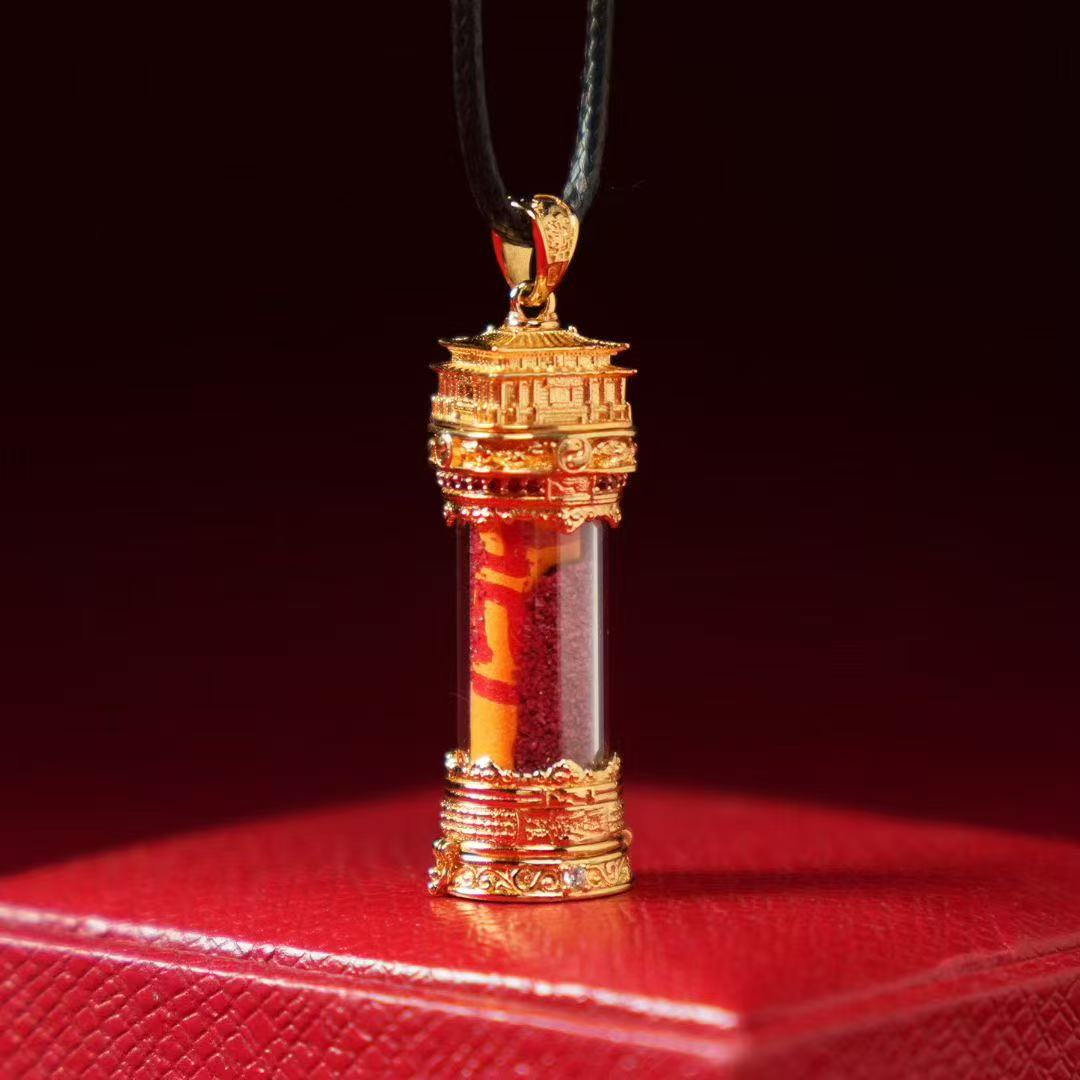 0105LH149-龍虎山DM-五路財神殿鍍金吊墜-配送繩子（A149）