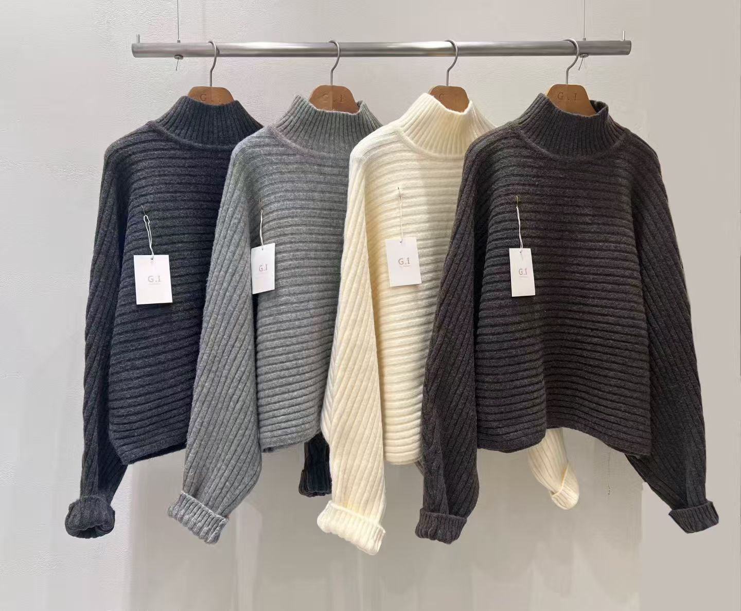 GI5406 高領羅紋飛鼠袖針織毛衣