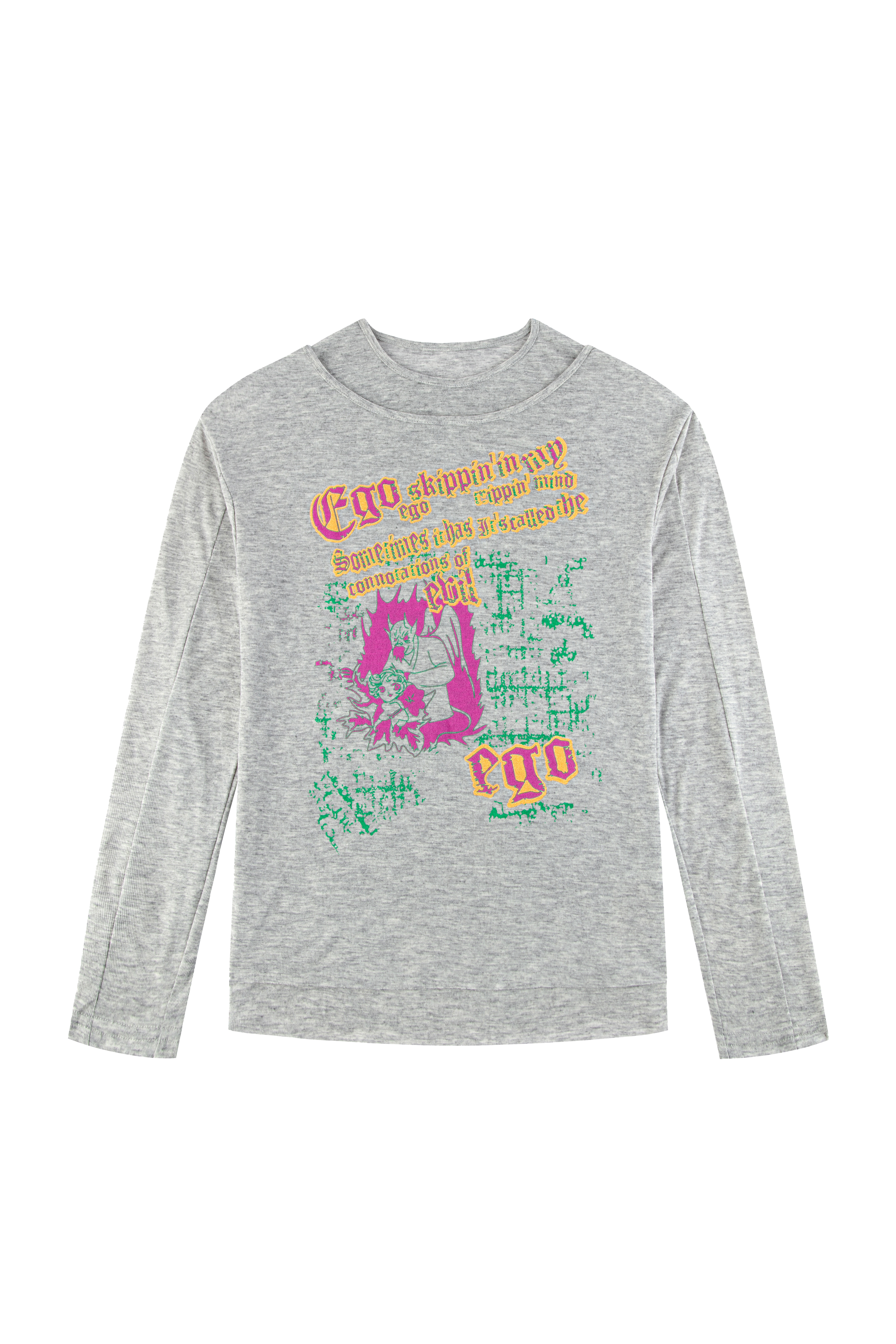 LUSIVE｜EGO巫師假兩件薄長袖 (灰色)