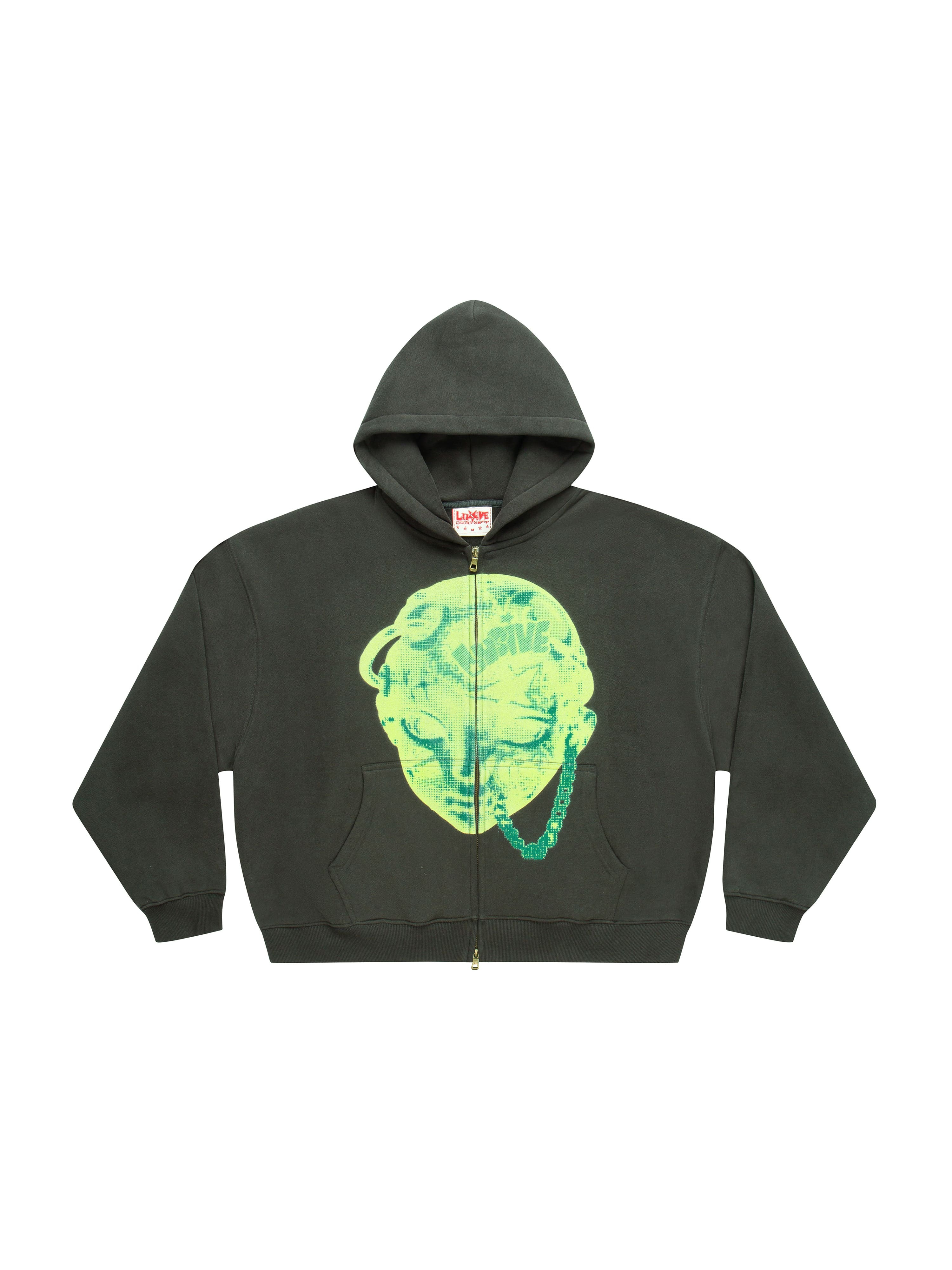 LUSIVE｜糖皮姆印花拉鍊外套 (鼠尾草灰)