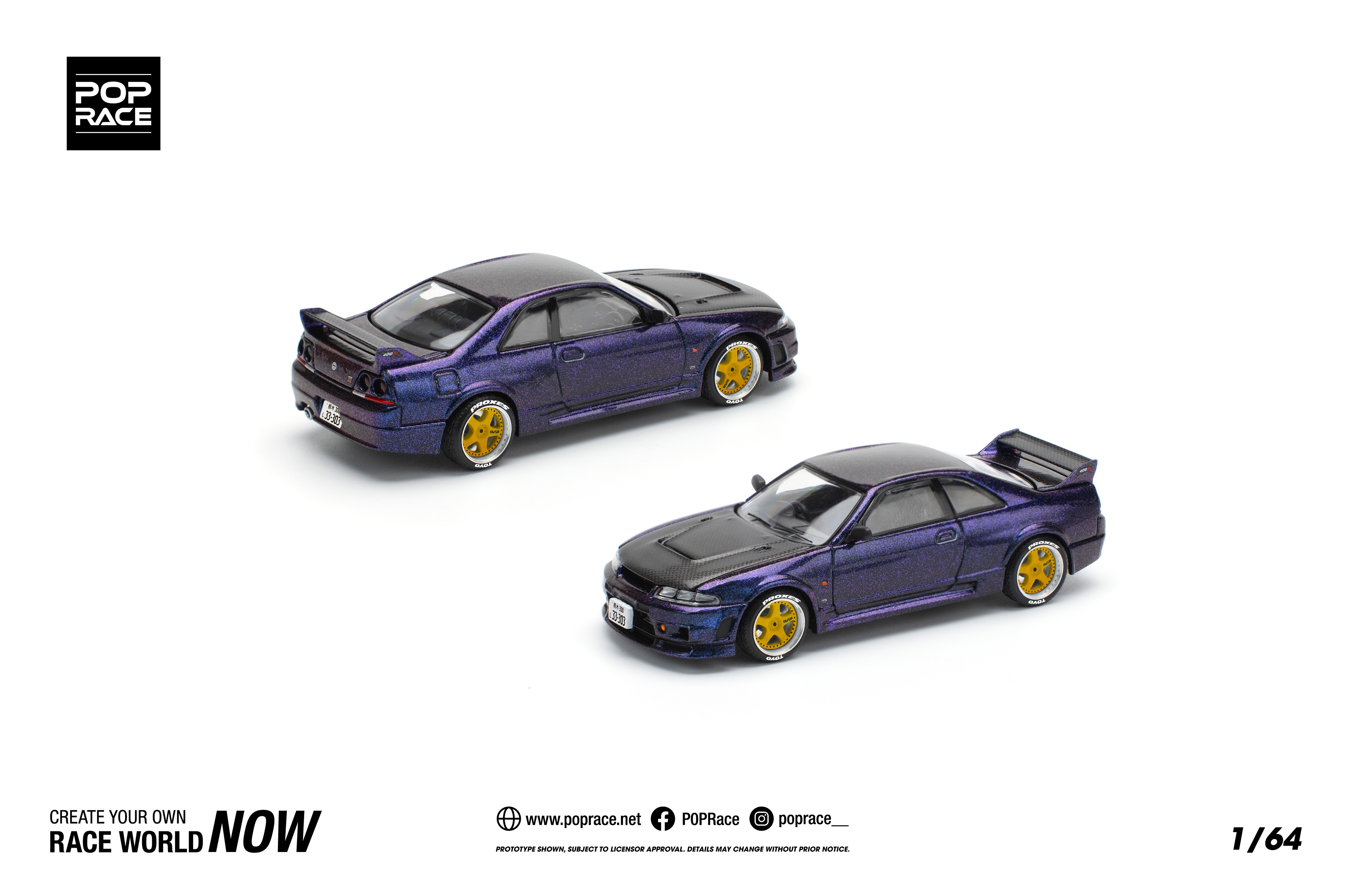 POPRACE 1/64 SKYLINE GT-R R33 NISMO - MIDNIGHT PURPLE