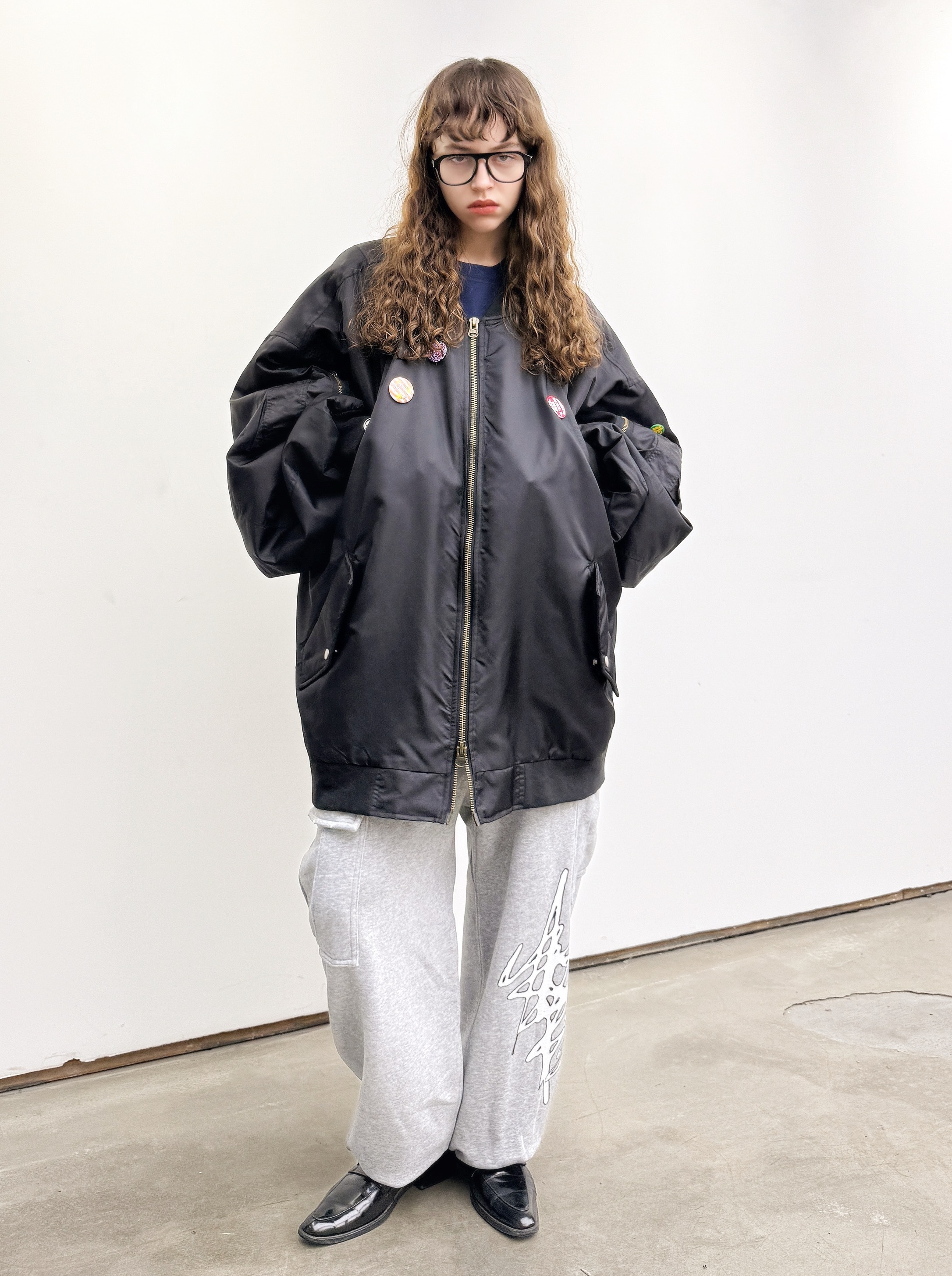 LUSIVE｜超寬大飛行夾克 (黑色)