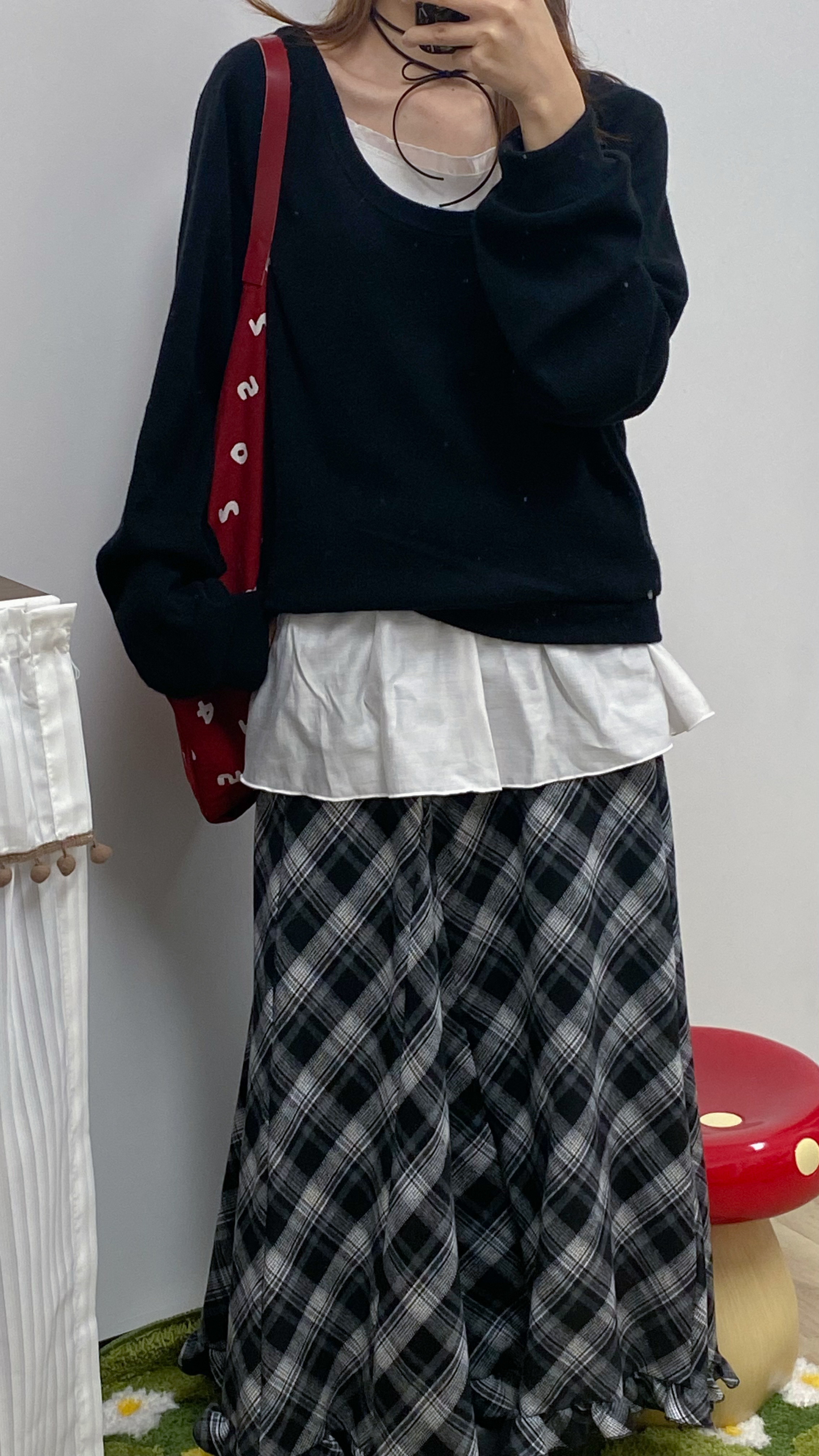 大圓領簡約TOP(黑/白/灰)