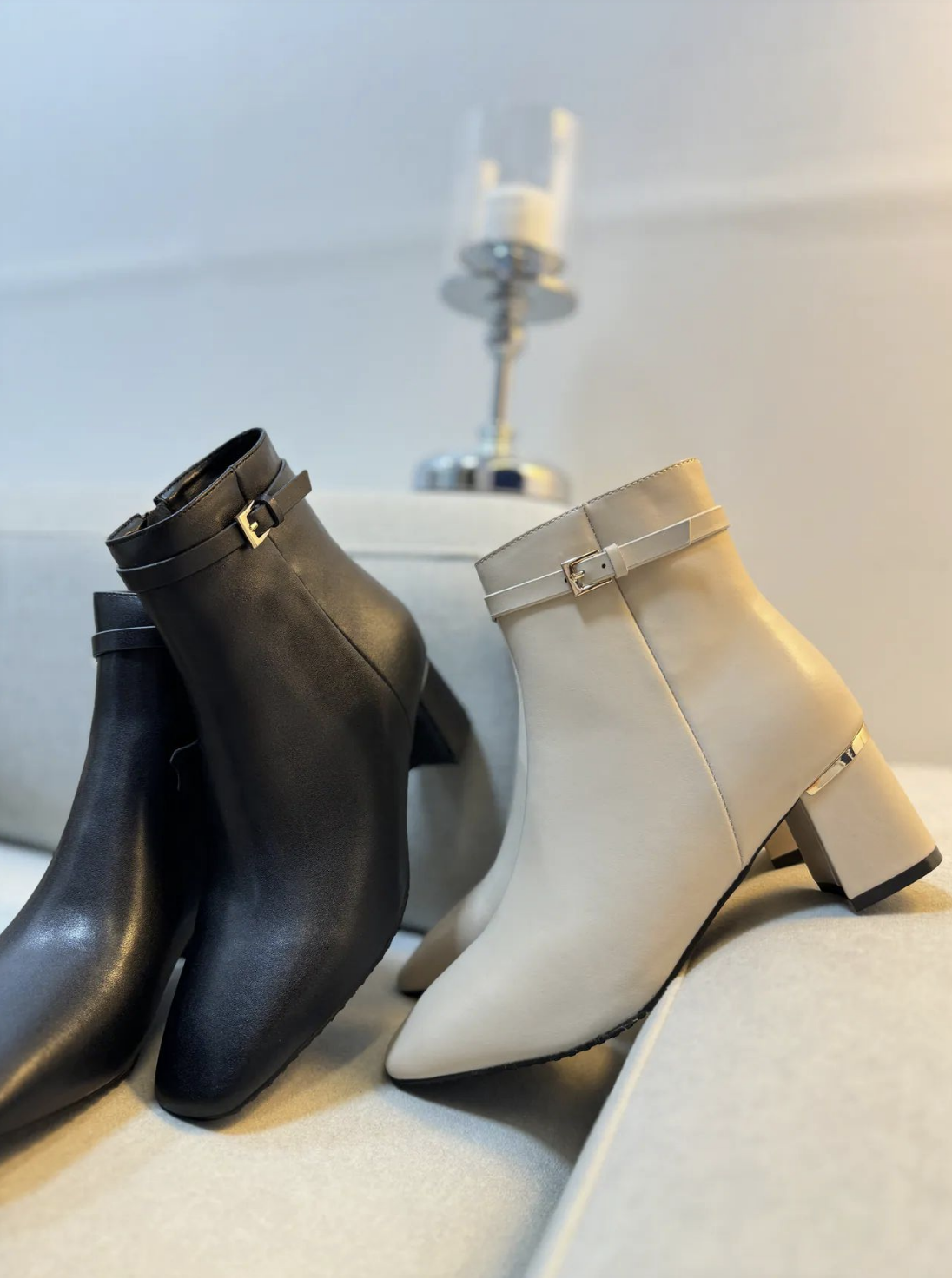 踝帶釦環皮短靴 [ 2色 / 230-255 ]