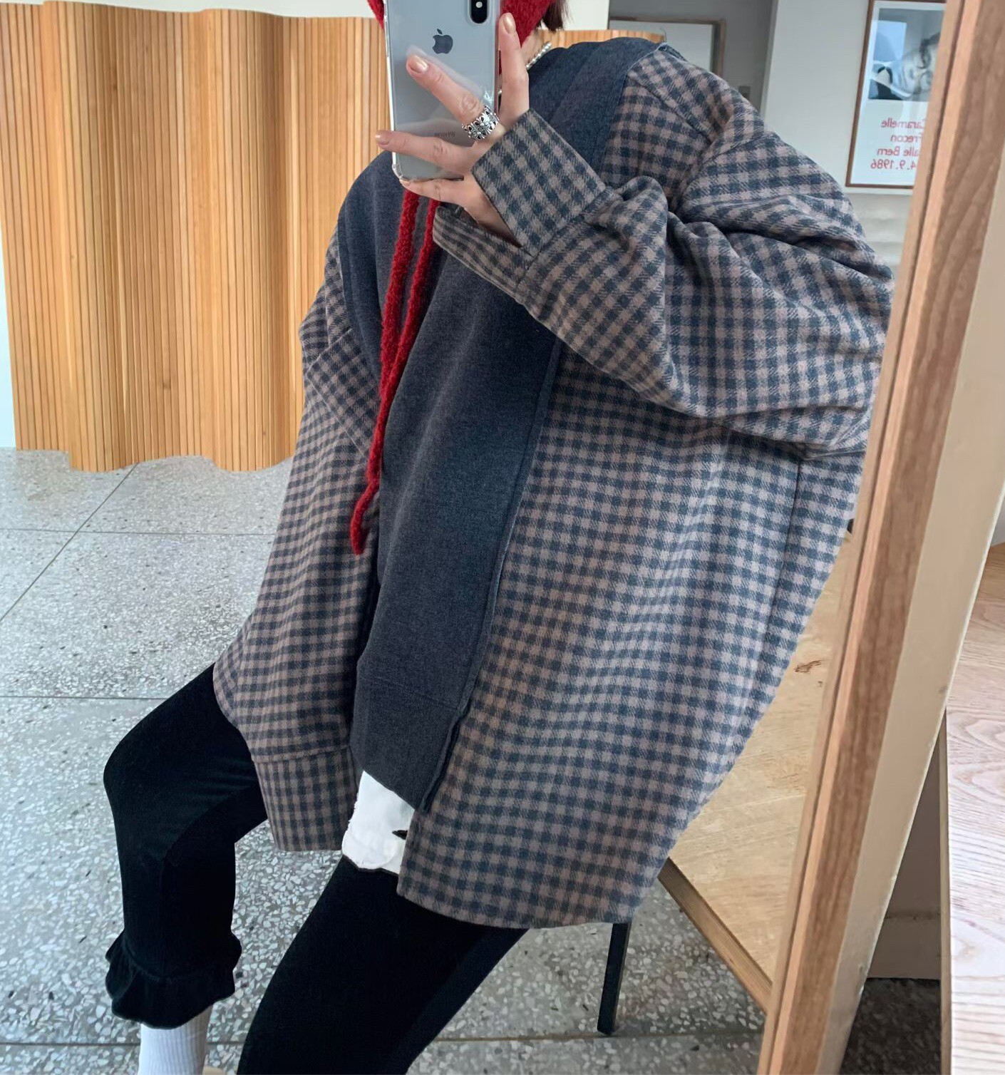 拼接細格造型衛衣