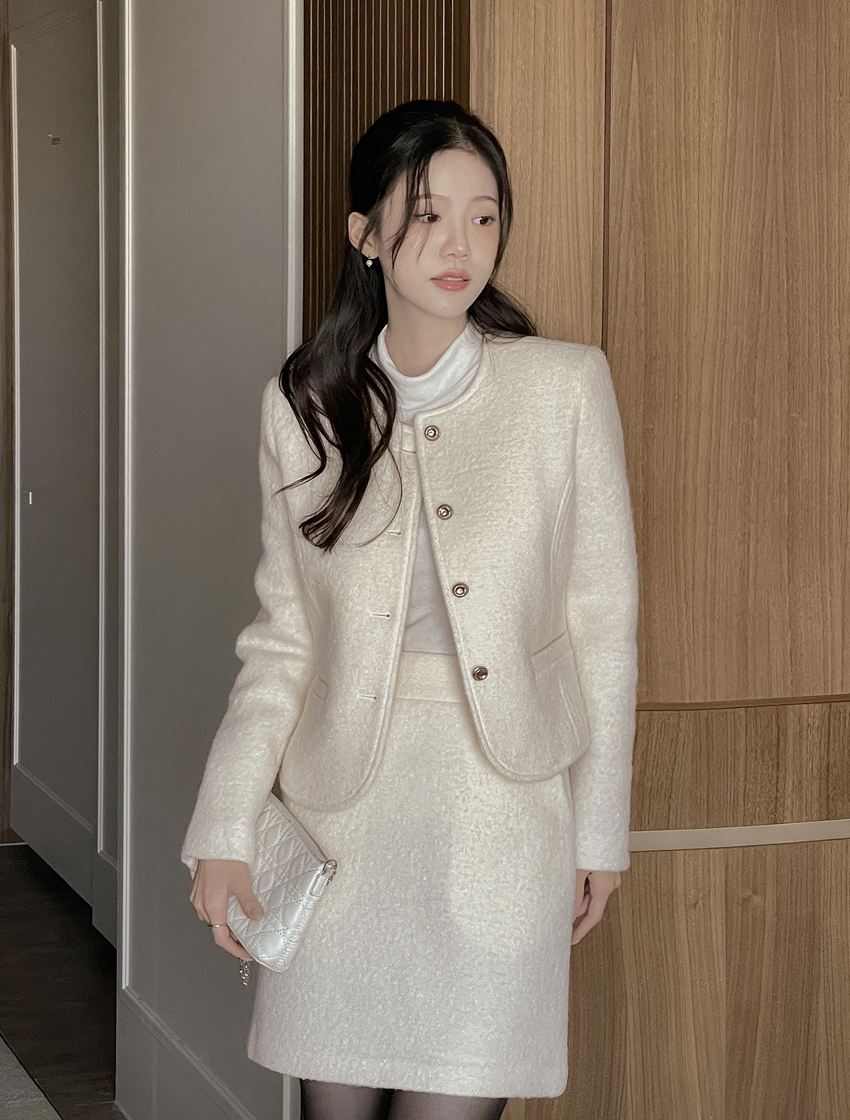 Feora 粗花呢羊毛套裝短外套 [ 2色 / S,M ]