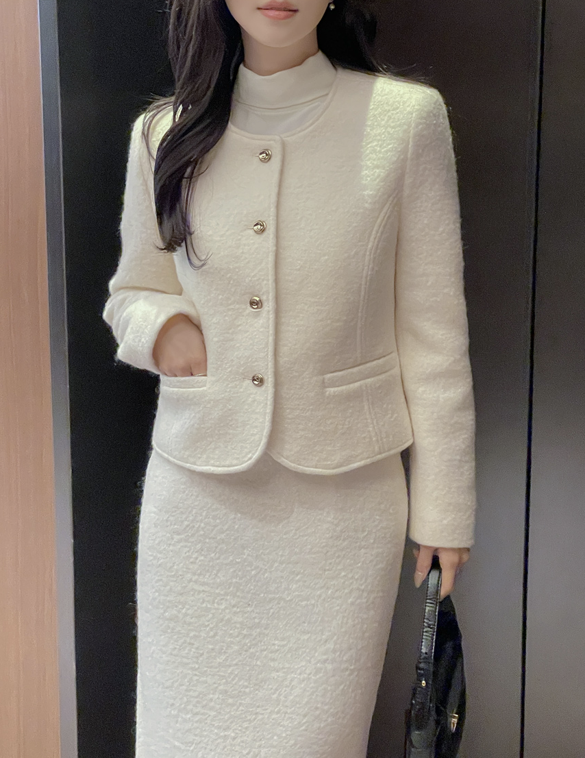 Feora 粗花呢羊毛套裝短外套 [ 2色 / S,M ]