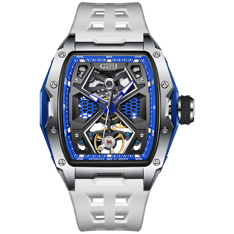 【Bonest Gatti】TopspeedI 賽道遊俠系列 BG5501 超跑奔馳 酒桶型 鏤空 透視 撞色 機械錶 手錶
