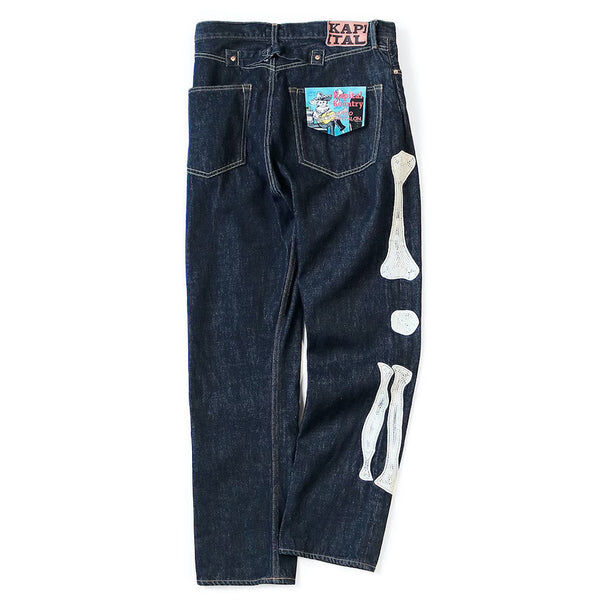 2025AW KAPITAL 12.5oz Denim Mexican Tuxedo 5P OKAGILLY  墨西哥 亡靈節 骷髏 牛仔褲 骨頭 牛仔褲 EK-1528LPB