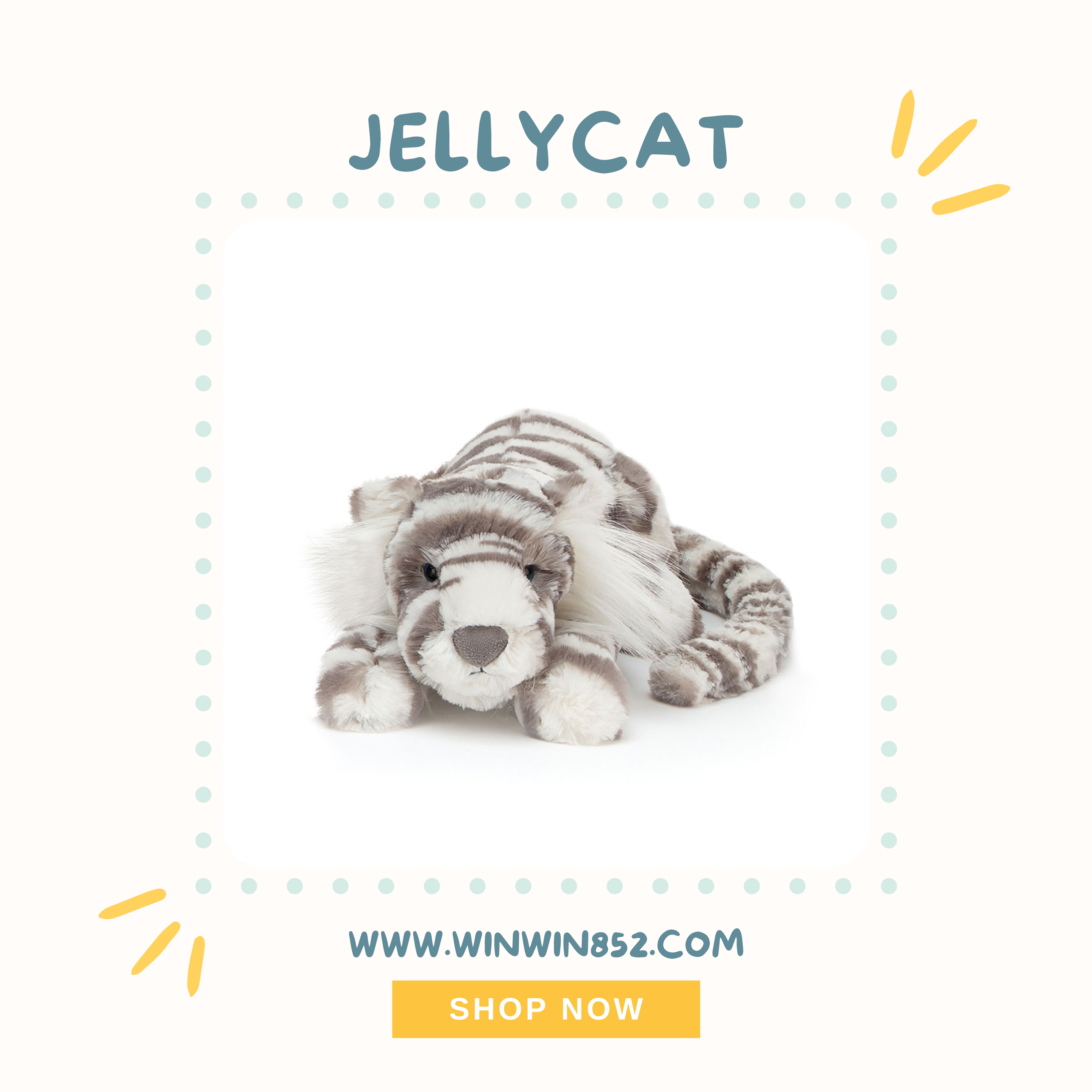 Jellycat Little Sacha Snow Tiger