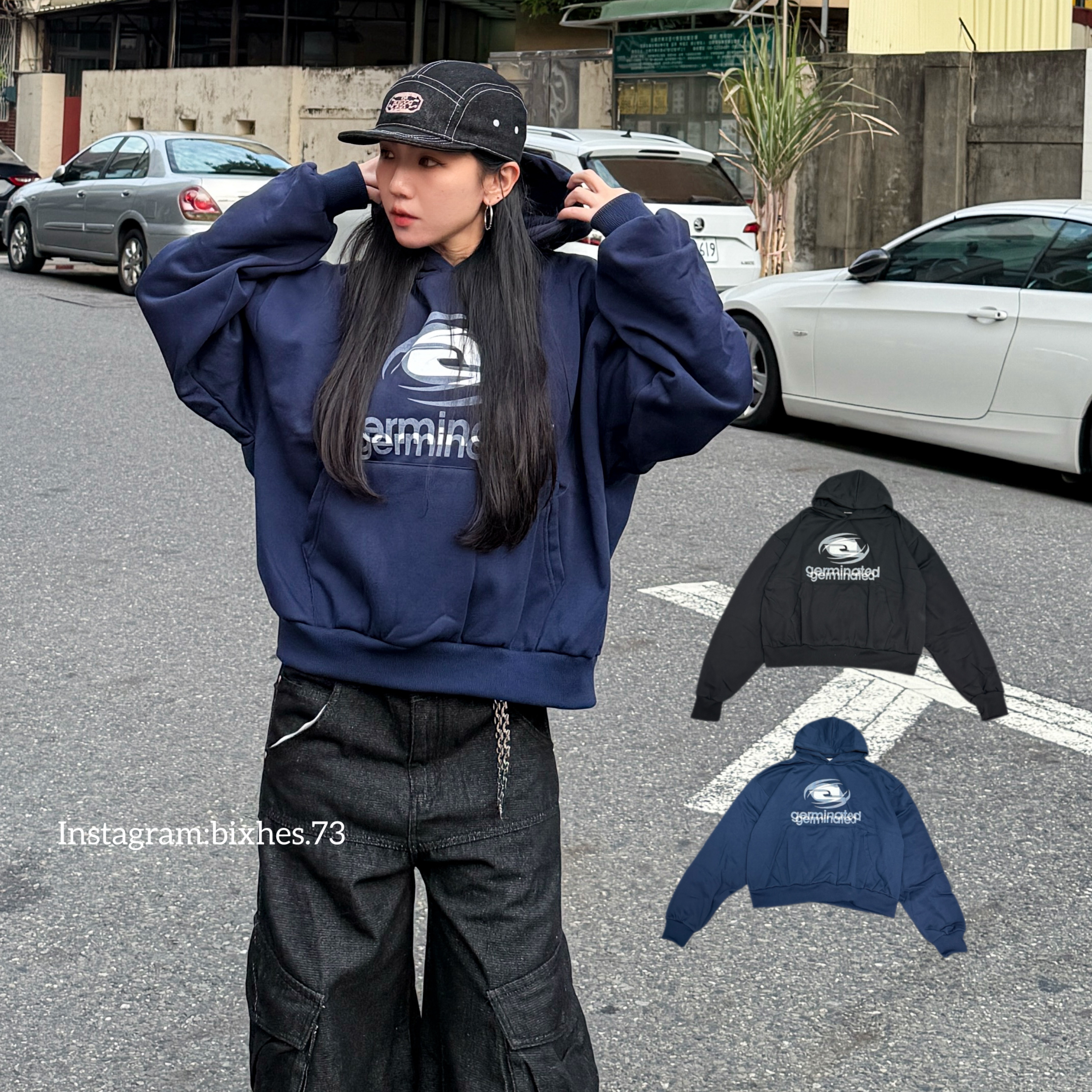 圖騰寬短版帽T(B00072)