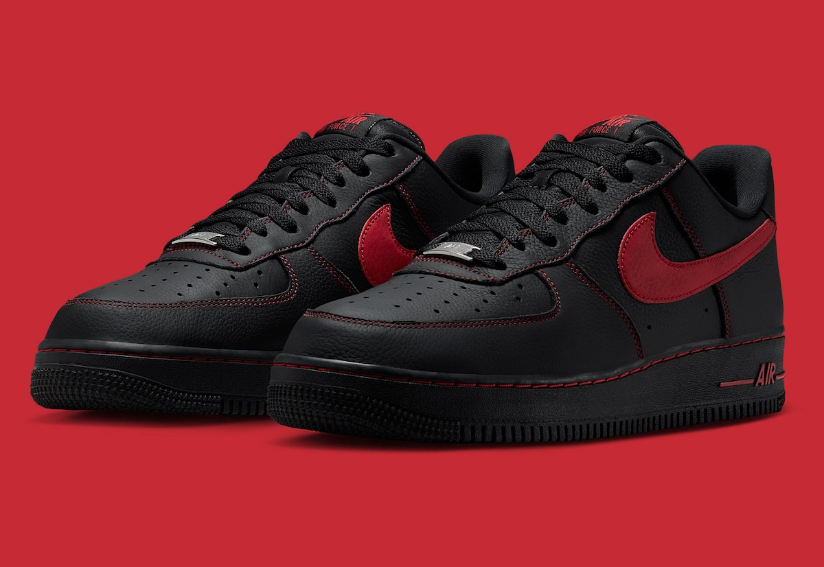 【預訂】NIKE AIR FORCE 1 LOW 全黑明線紅-MEN