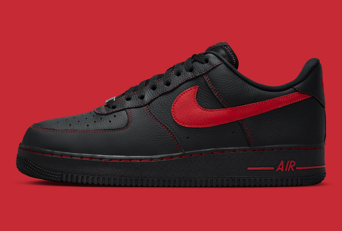 【預訂】NIKE AIR FORCE 1 LOW 全黑明線紅-MEN