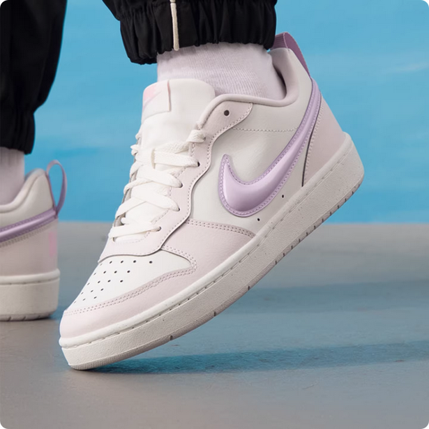 【預訂】Nike Court Borough Low RECRAFT (環保材質) 白粉紫-GS