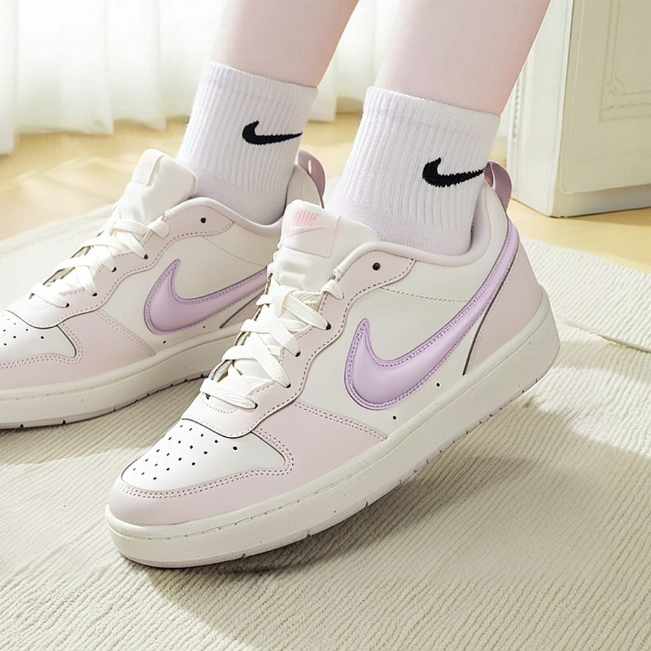 【預訂】Nike Court Borough Low RECRAFT (環保材質) 白粉紫-GS