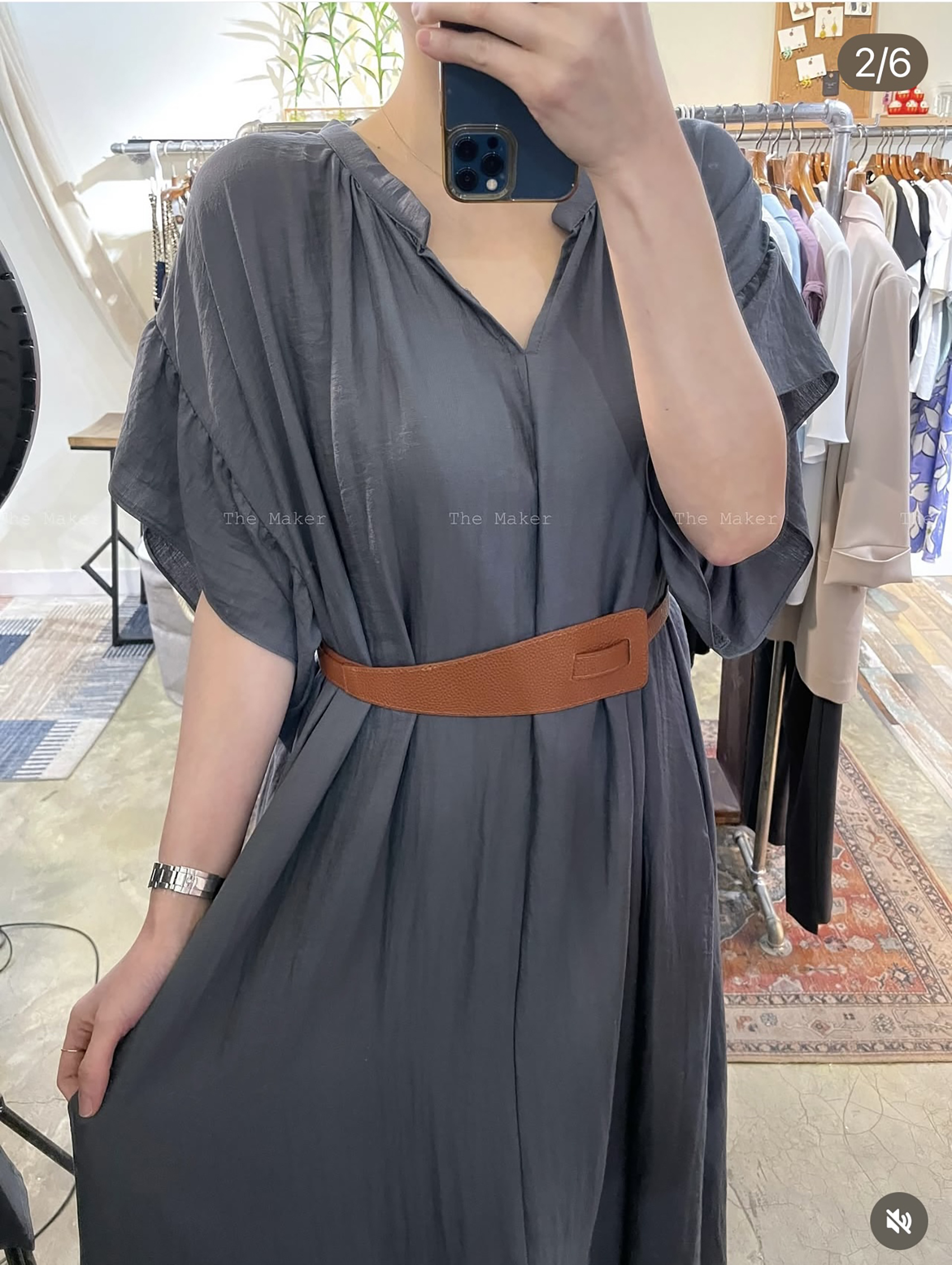 👗 光澤感飄逸有Belt連身裙 👗