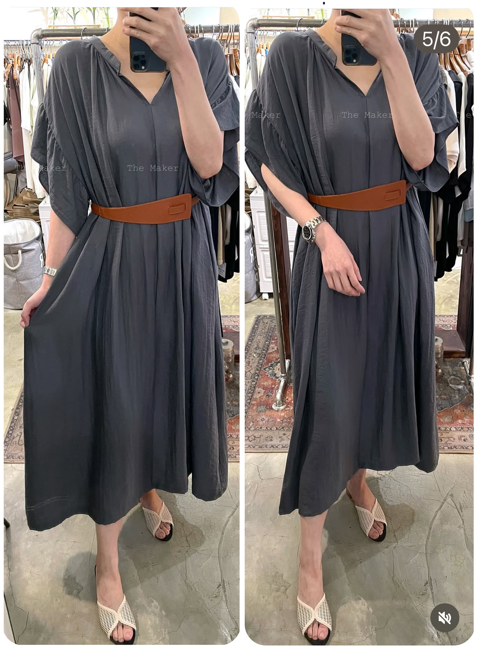 👗 光澤感飄逸有Belt連身裙 👗