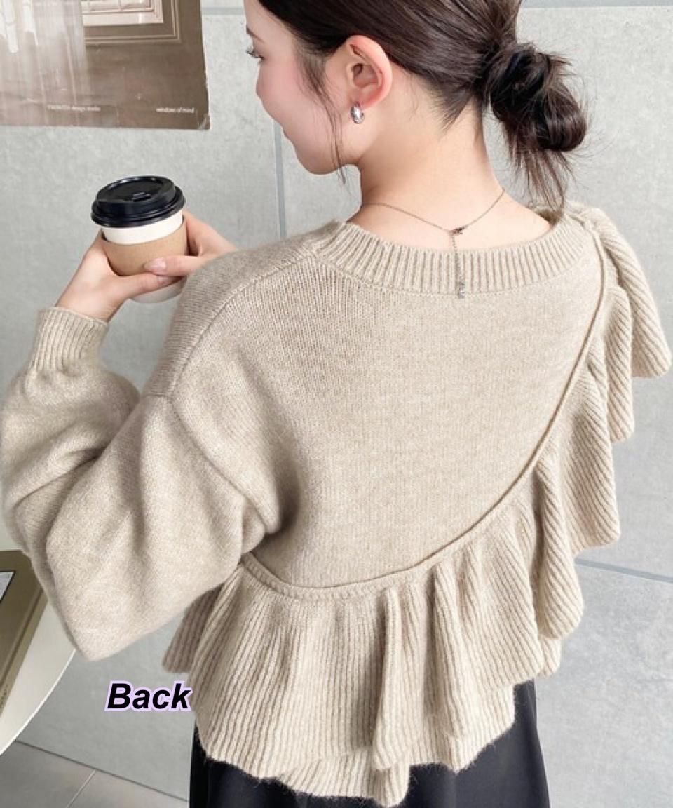 260106 日系女裝 sale ruffle 圖案冷衫/4 色